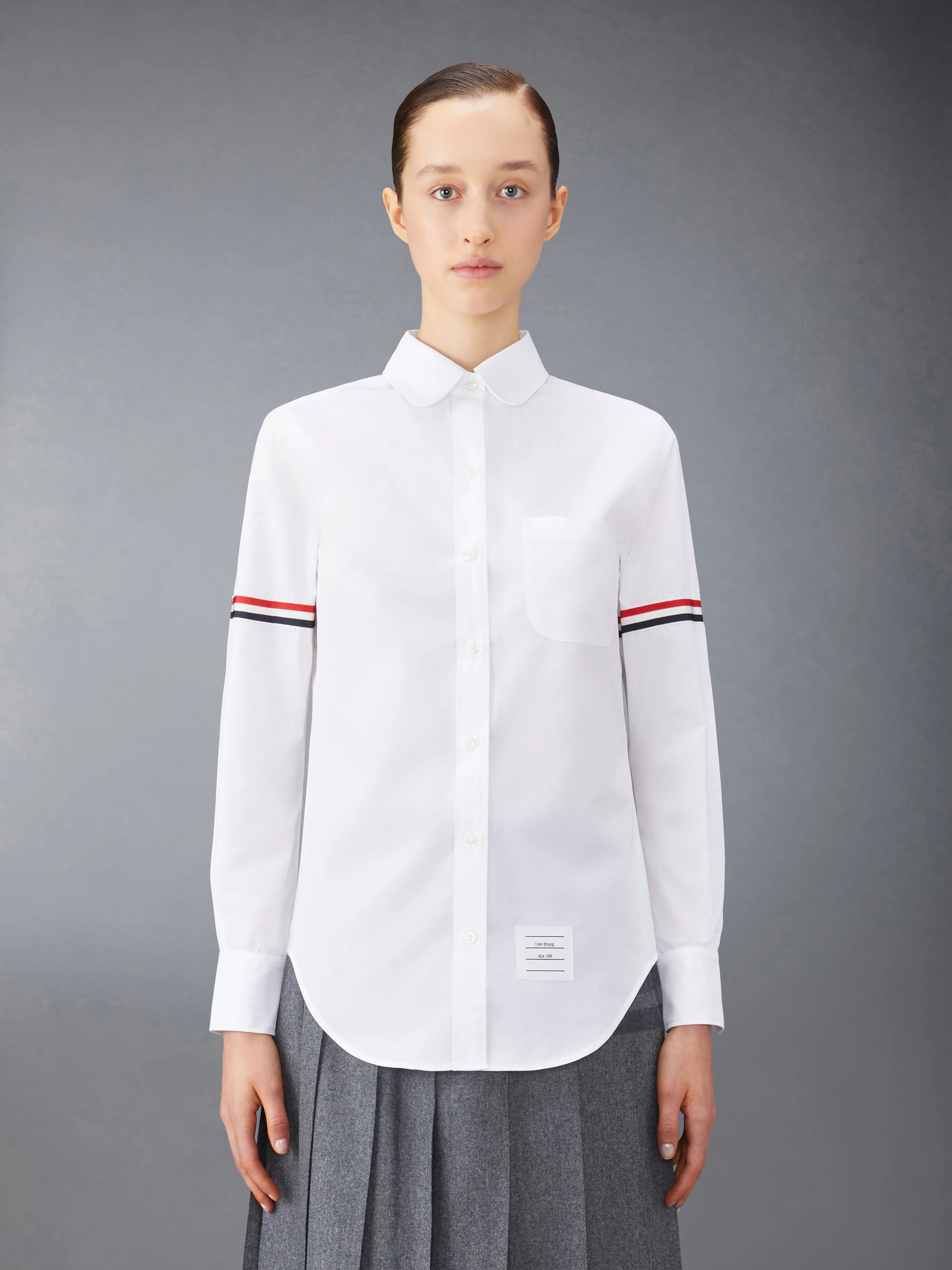 POPLIN ARMBANDS CLASSIC ROUND COLLAR SHIRT sold by Thom Browne product image thumbnail 2