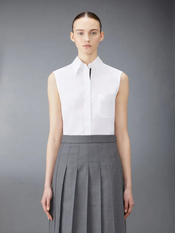 POPLIN SLEEVELESS SHIRT sold by Thom Browne
