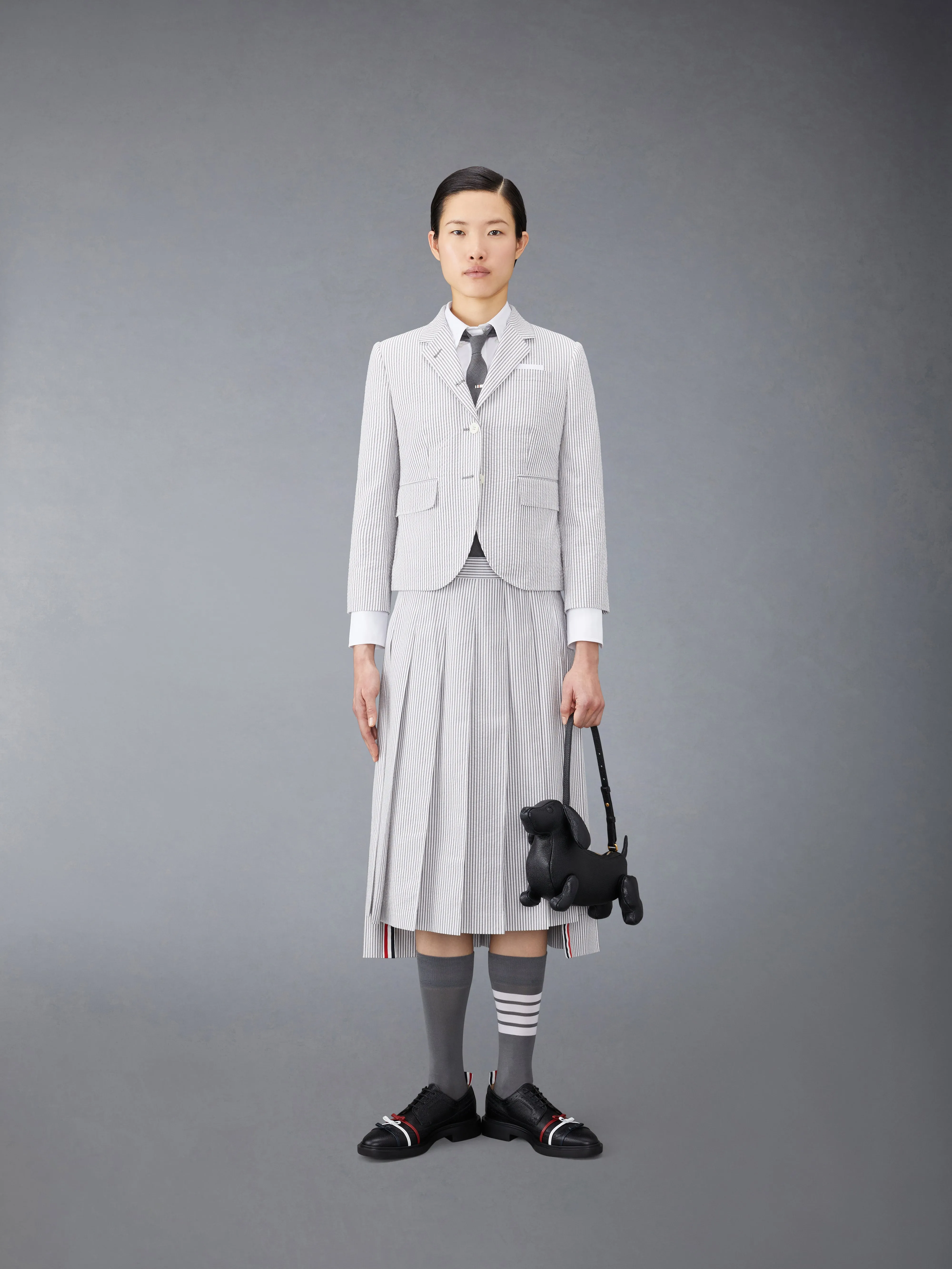 SEERSUCKER MIDI PLEATED SKIRT sold by Thom Browne product image thumbnail 4