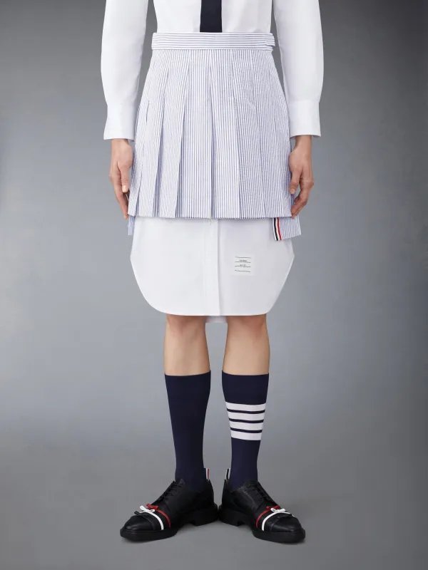 SEERSUCKER MINI PLEATED SKIRT sold by Thom Browne