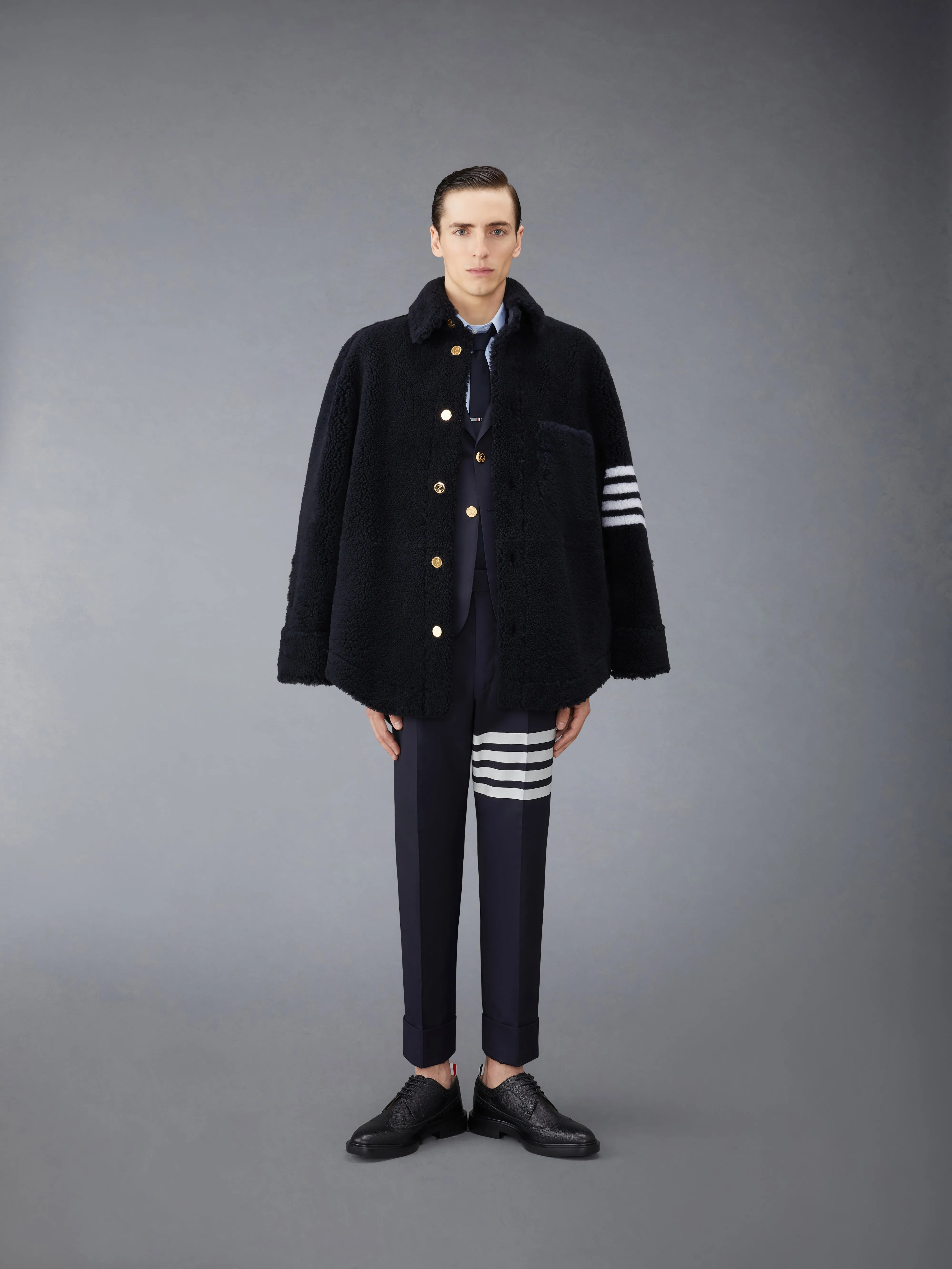SHEARLING 4-BAR OVERSIZED SHIRT JACKET sold by Thom Browne product image thumbnail 3