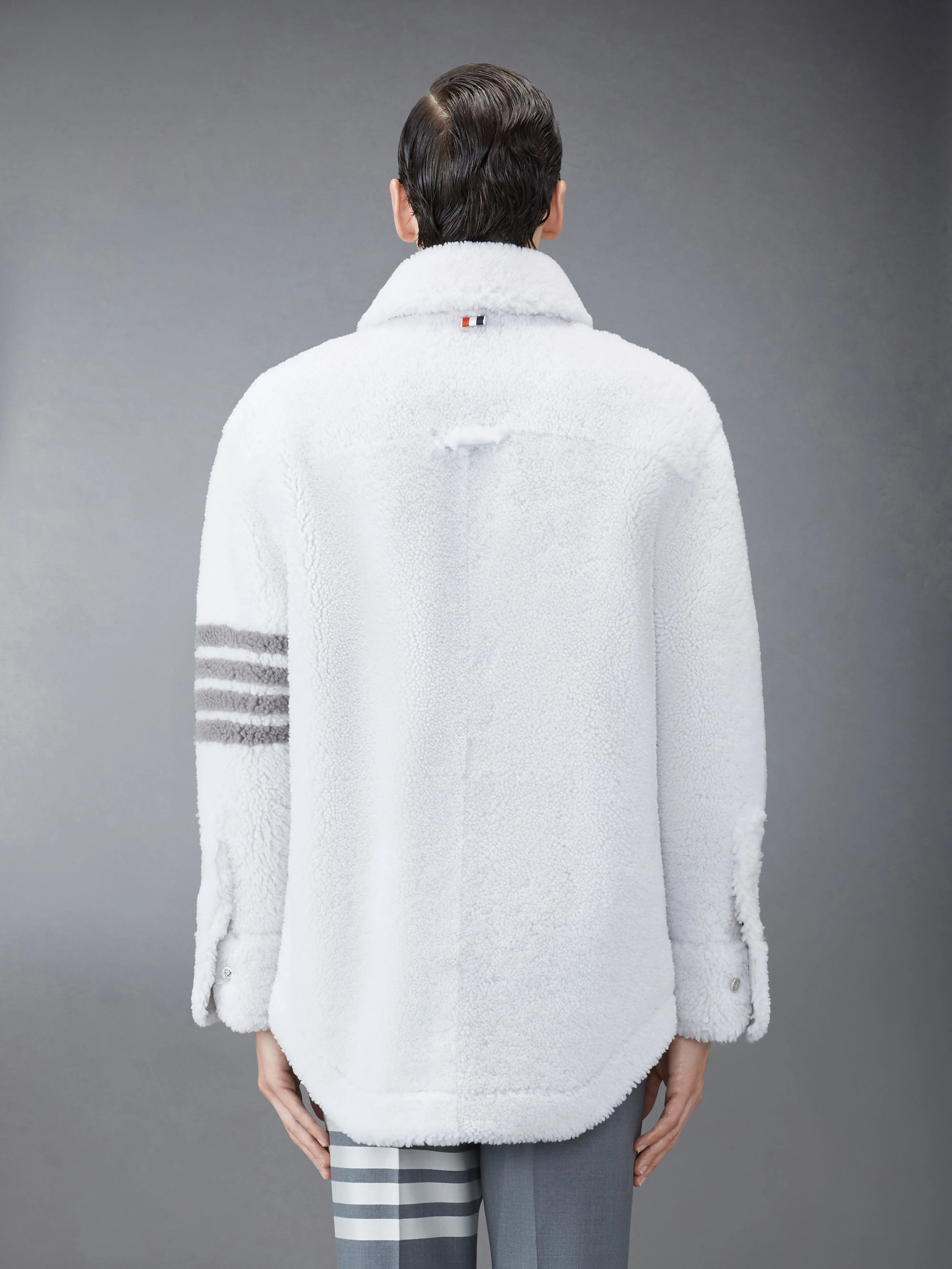 SHEARLING 4-BAR OVERSIZED SHIRT JACKET sold by Thom Browne product image thumbnail 2