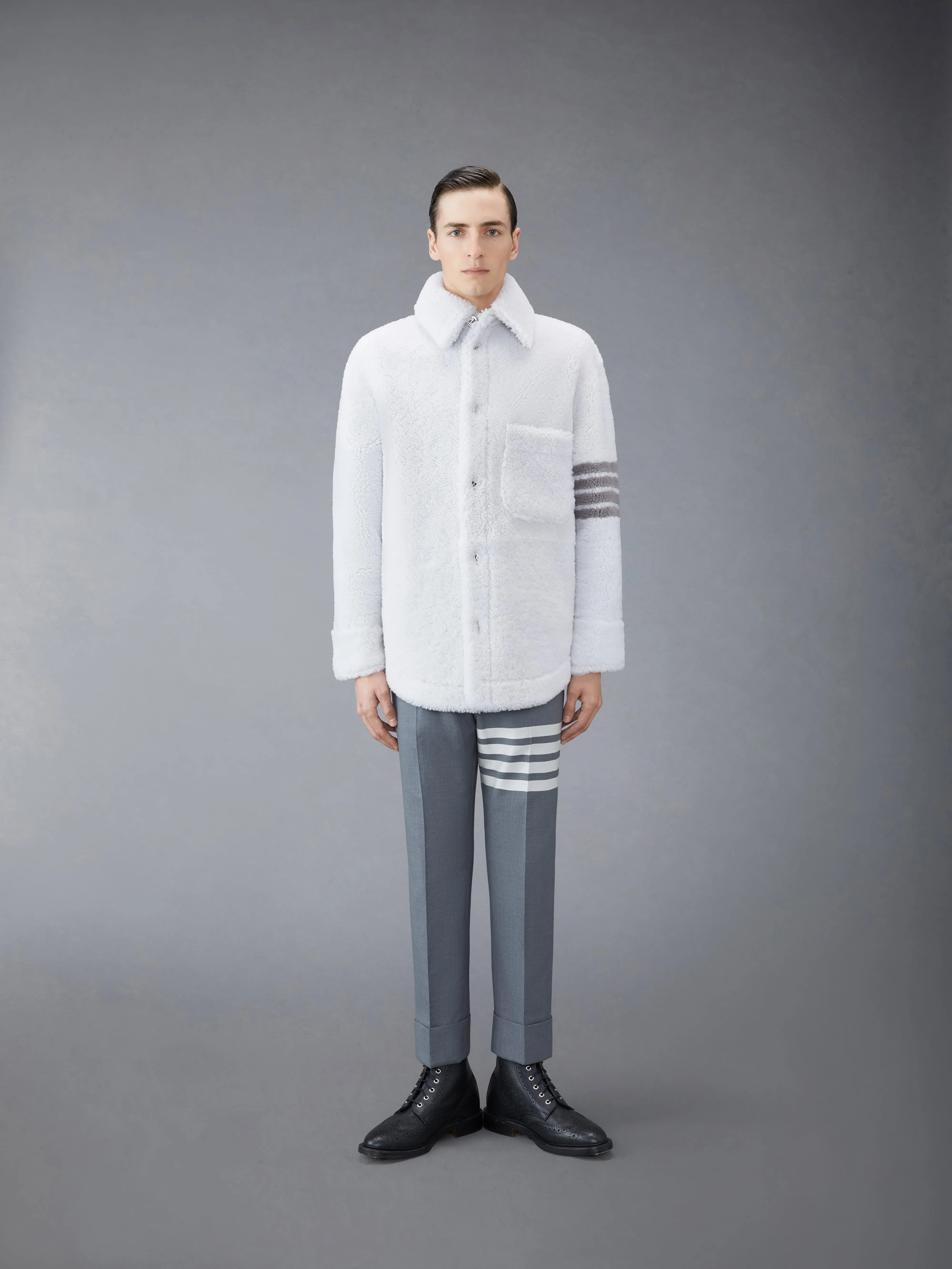 SHEARLING 4-BAR OVERSIZED SHIRT JACKET sold by Thom Browne product image thumbnail 3