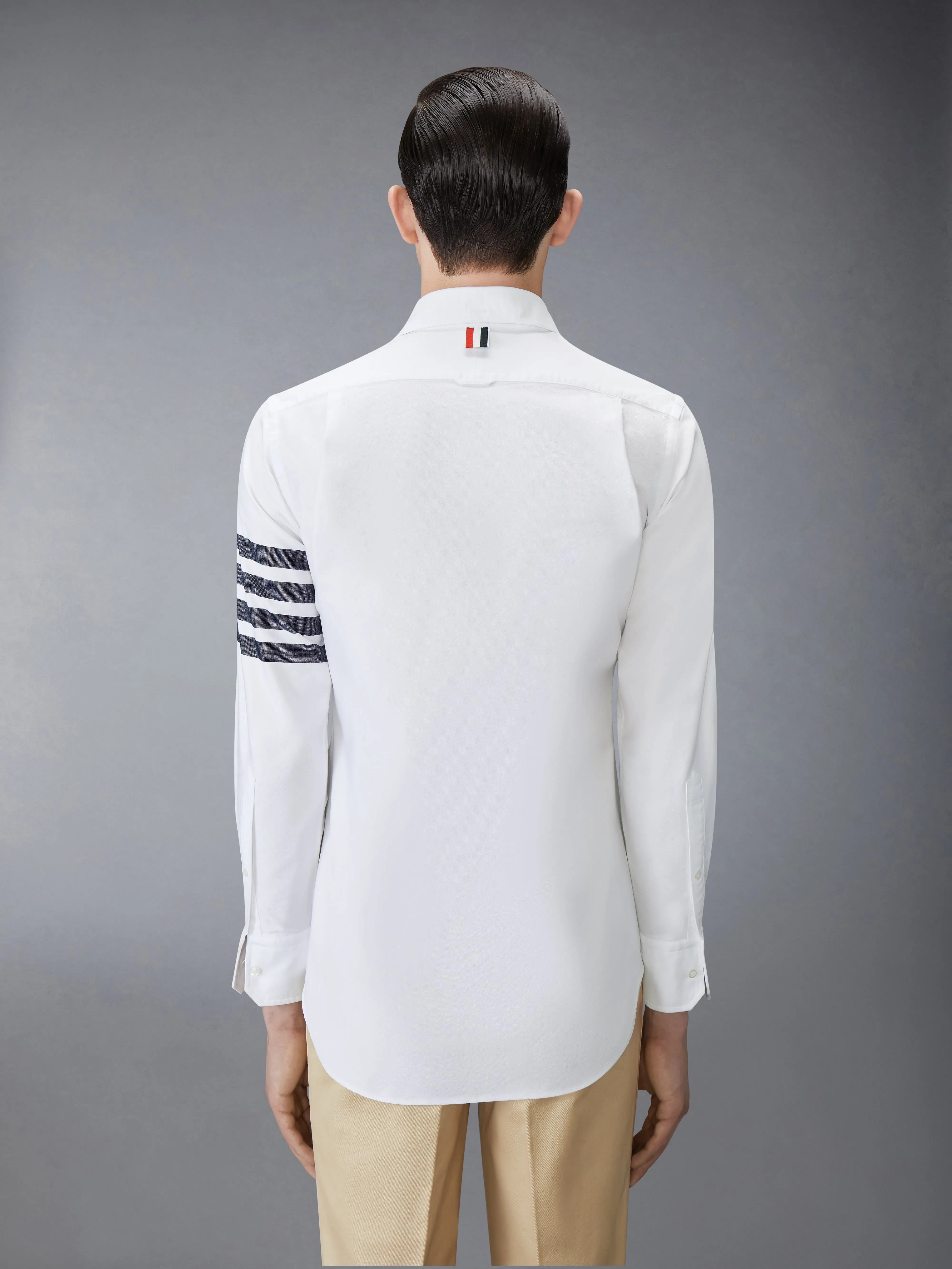 SOLID OXFORD 4-BAR POINT COLLAR SHIRT sold by Thom Browne product image thumbnail 3