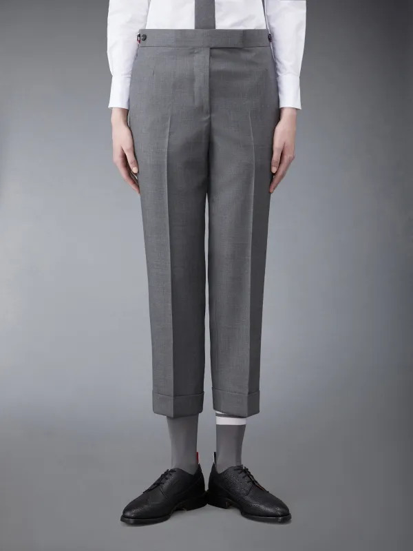 TWILL LOW RISE SLIM TROUSERS sold by Thom Browne