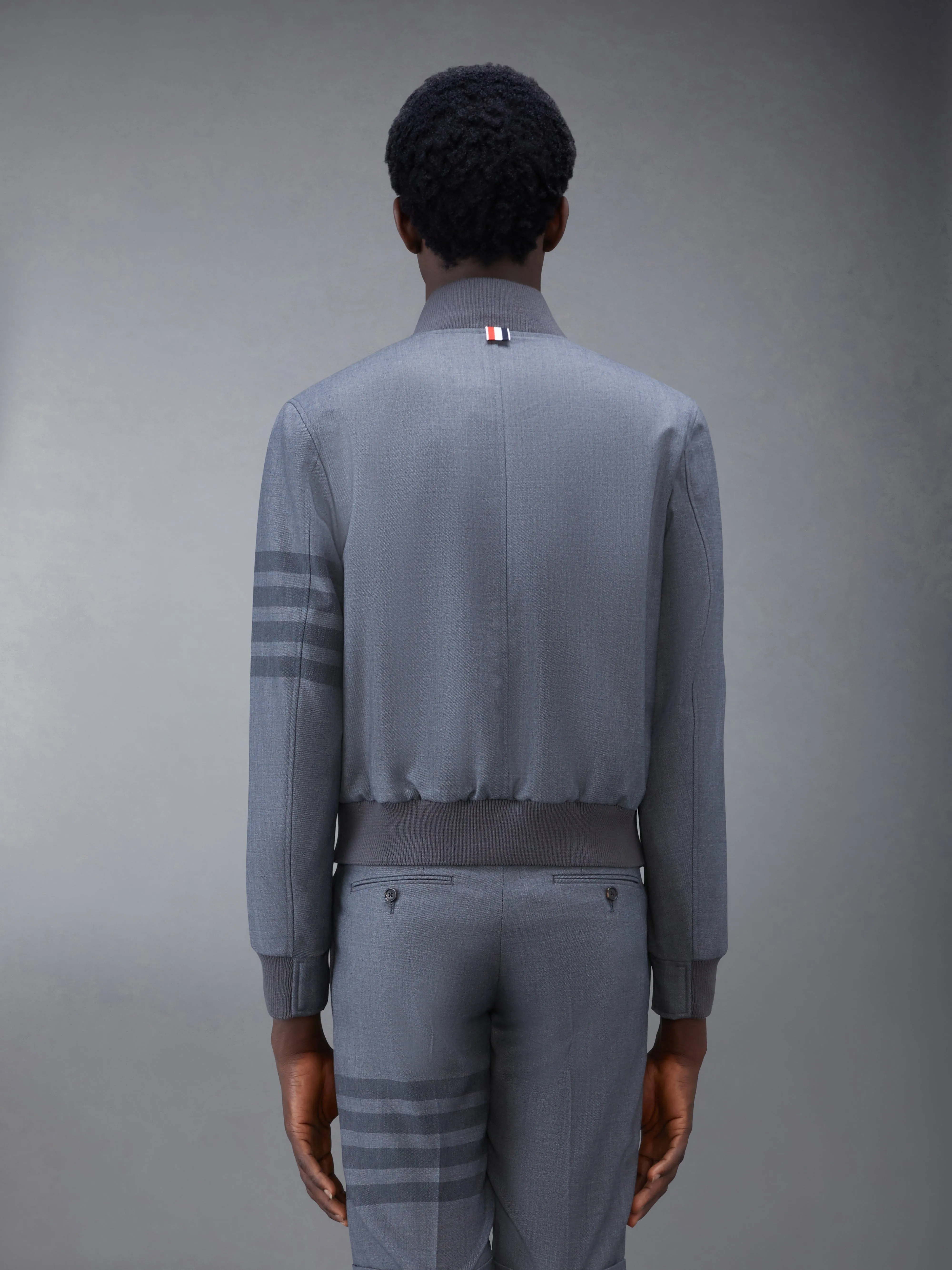 STEP TWILL SCHOOL UNIFORM 4-BAR BLOUSON JACKET sold by Thom Browne product image thumbnail 2