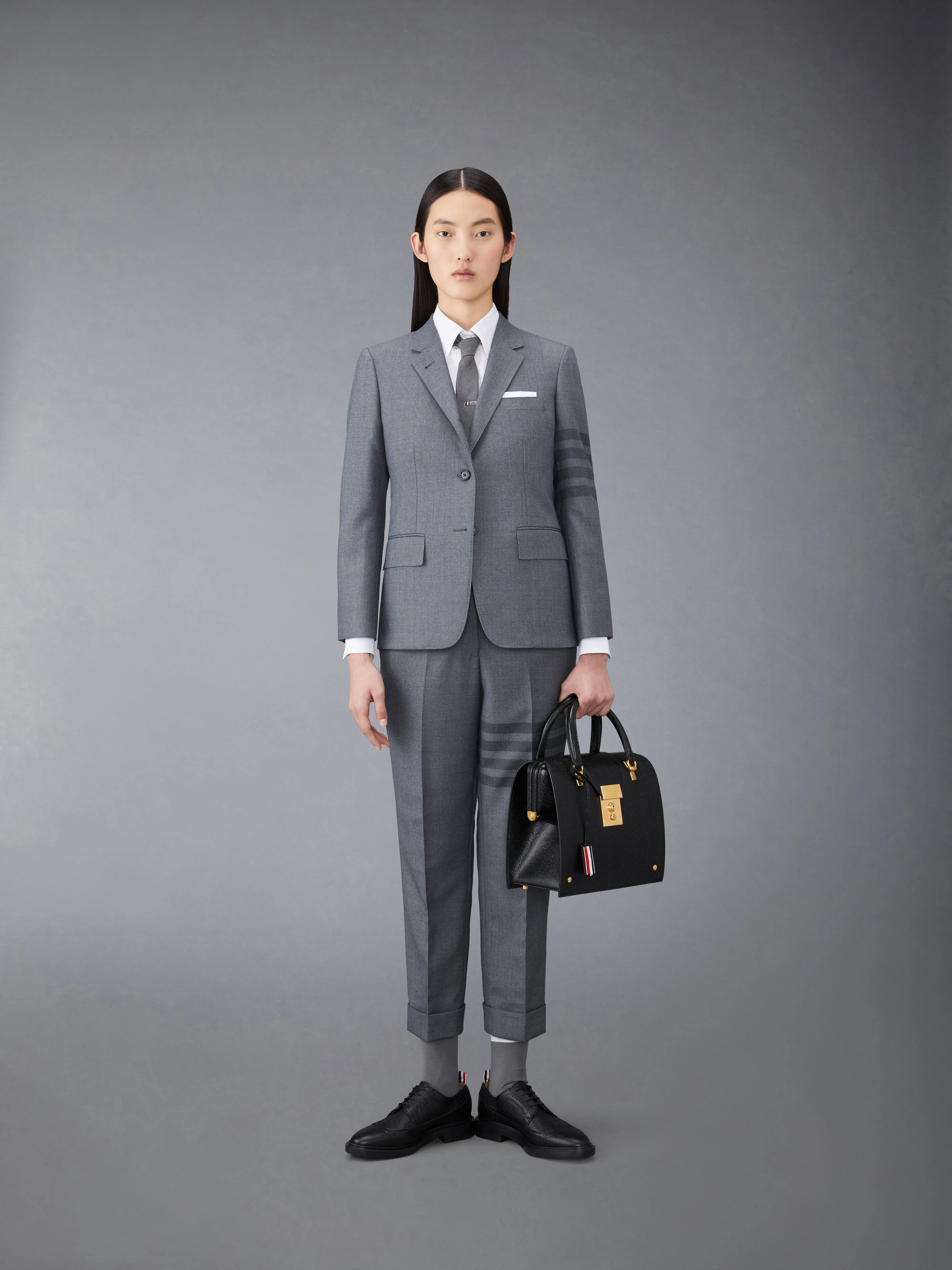 STEP TWILL SCHOOL UNIFORM 4-BAR LOW RISE SKINNY TROUSERS sold by Thom Browne product image thumbnail 3