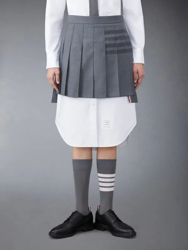 STEP TWILL SCHOOL UNIFORM 4-BAR MINI PLEATED SKIRT made by Thom Browne