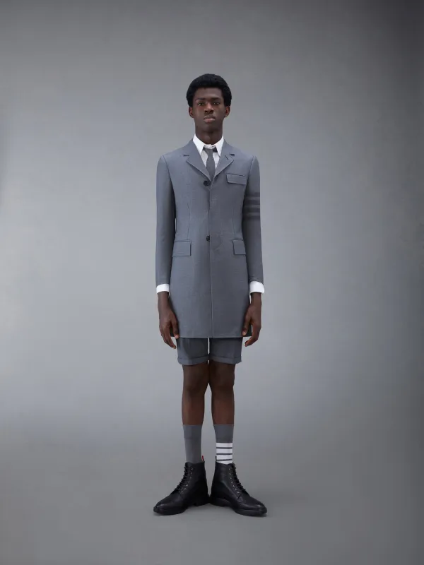 STEP TWILL SCHOOL UNIFORM HIGH ARMHOLE CHESTERFIELD OVERCOAT sold by Thom Browne