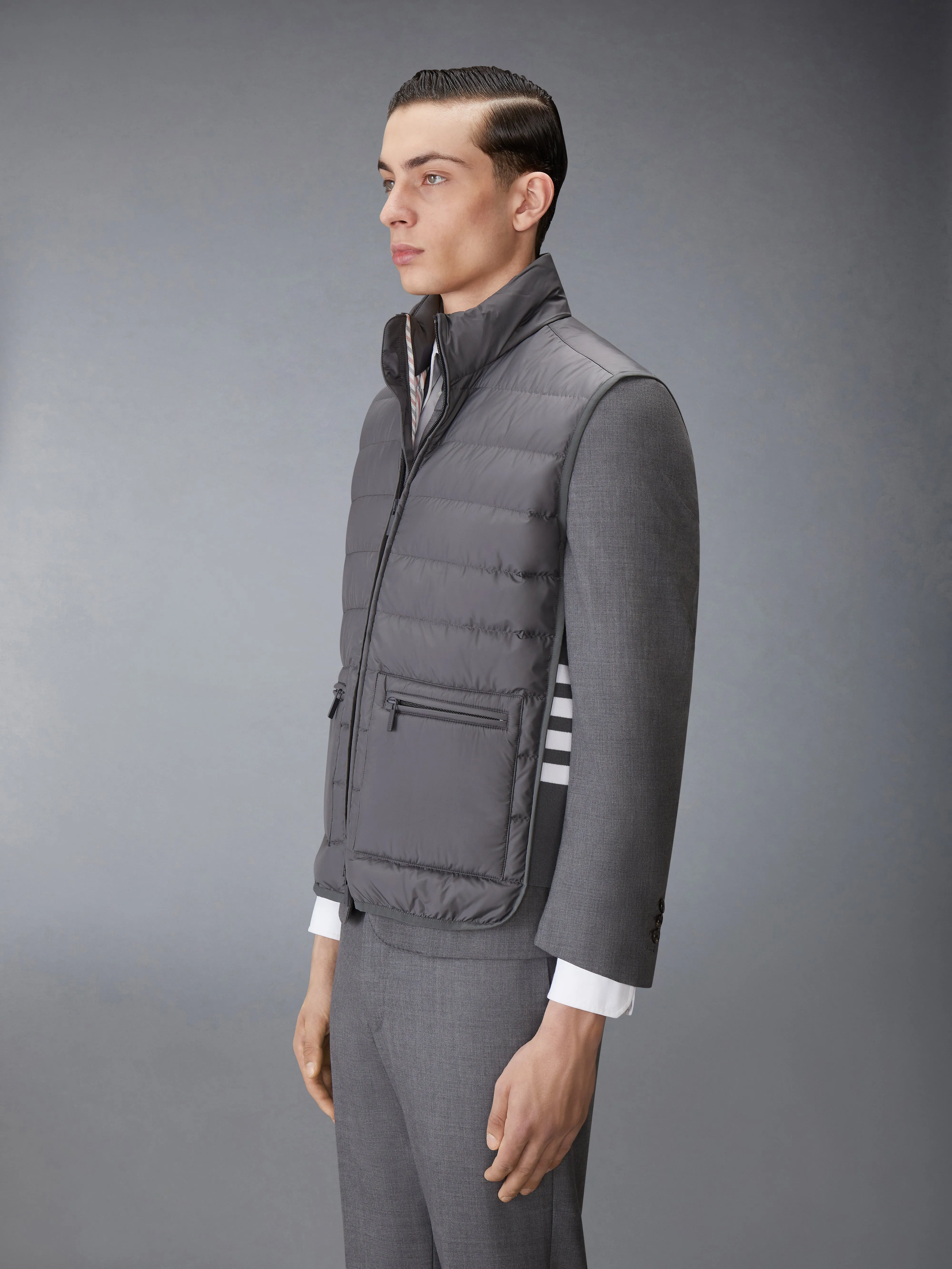 ULTRA LIGHT NYLON TECH FUNNEL NECK DOWN VEST sold by Thom Browne product image thumbnail 4