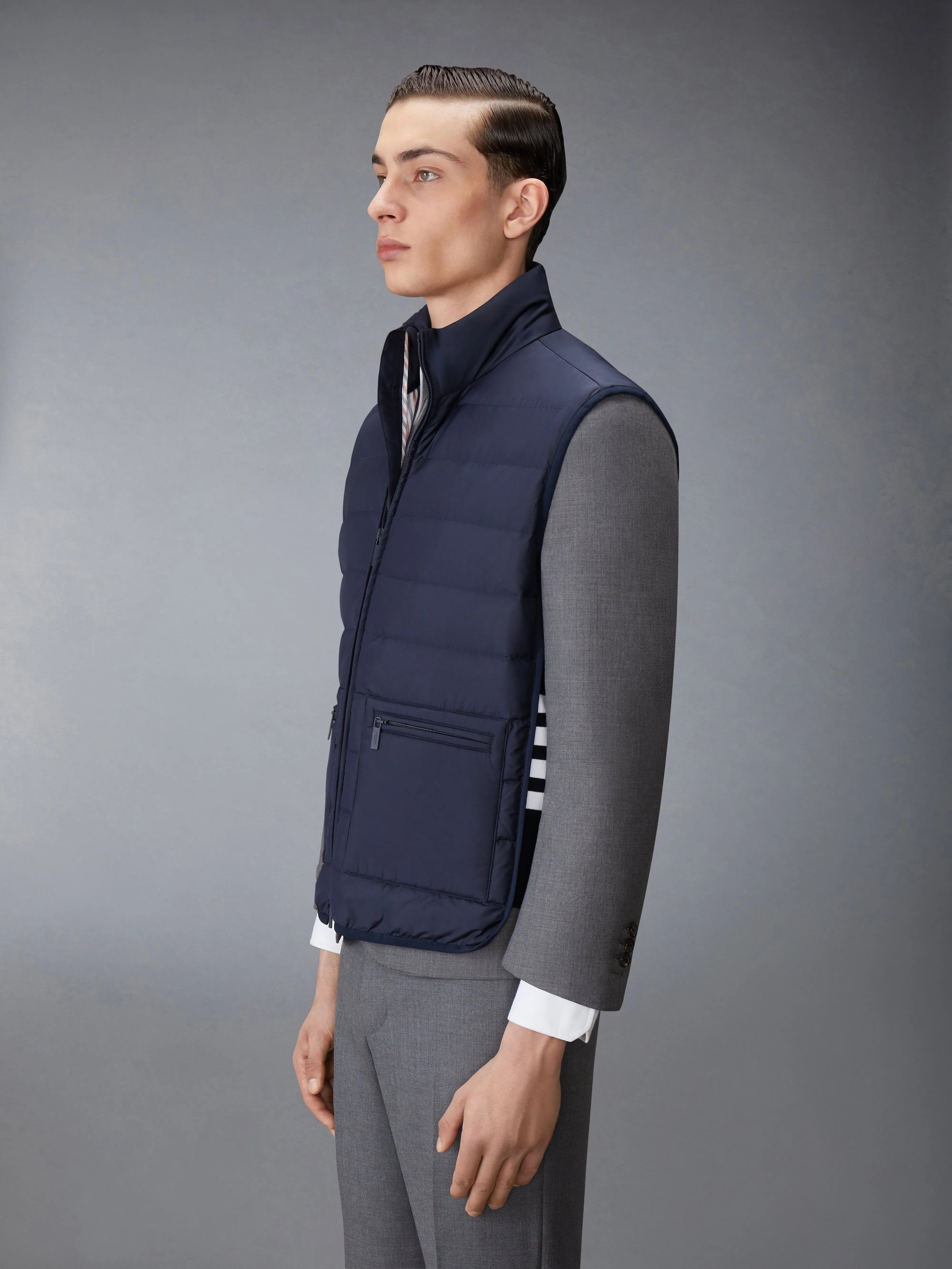 ULTRA LIGHT NYLON TECH FUNNEL NECK DOWN VEST sold by Thom Browne product image thumbnail 4