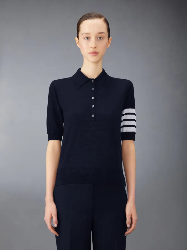 WOOL 4-BAR RELAXED POLO sold by Thom Browne
