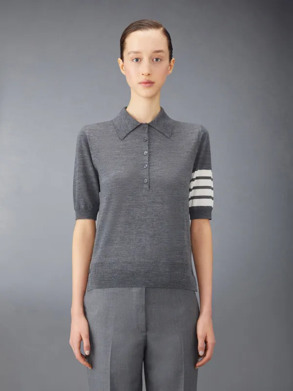 WOOL 4-BAR RELAXED POLO sold by Thom Browne