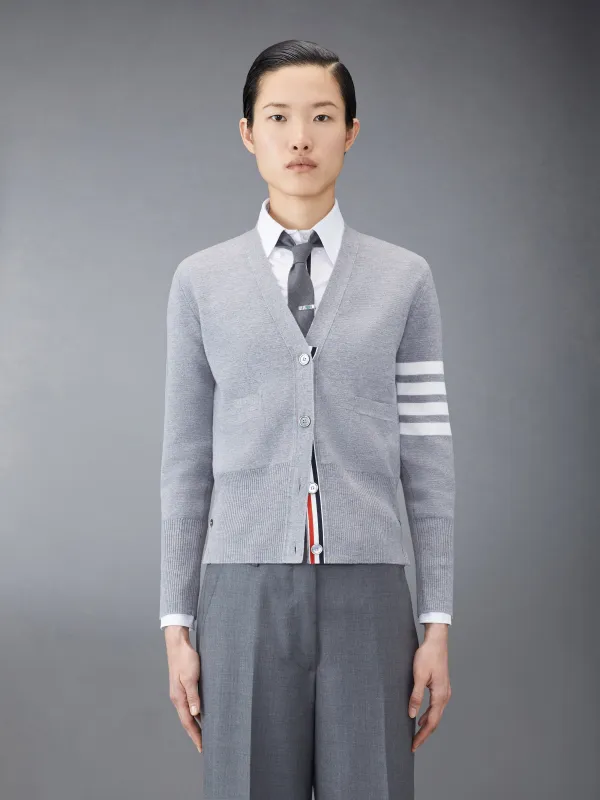 WOOL 4-BAR V-NECK CARDIGAN sold by Thom Browne