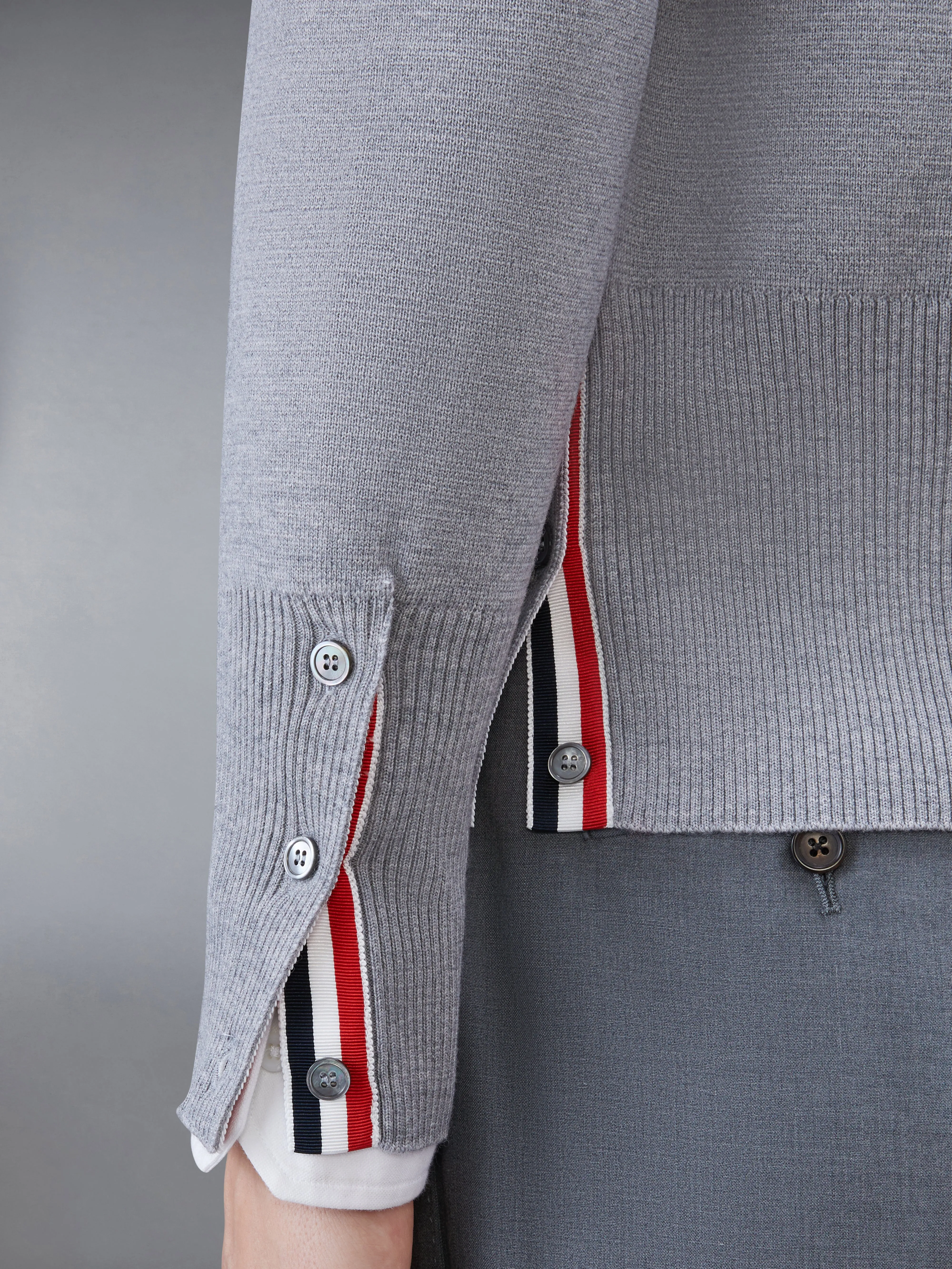 WOOL 4-BAR V-NECK CARDIGAN sold by Thom Browne product image thumbnail 4