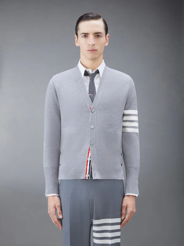 WOOL 4-BAR V-NECK CARDIGAN sold by Thom Browne