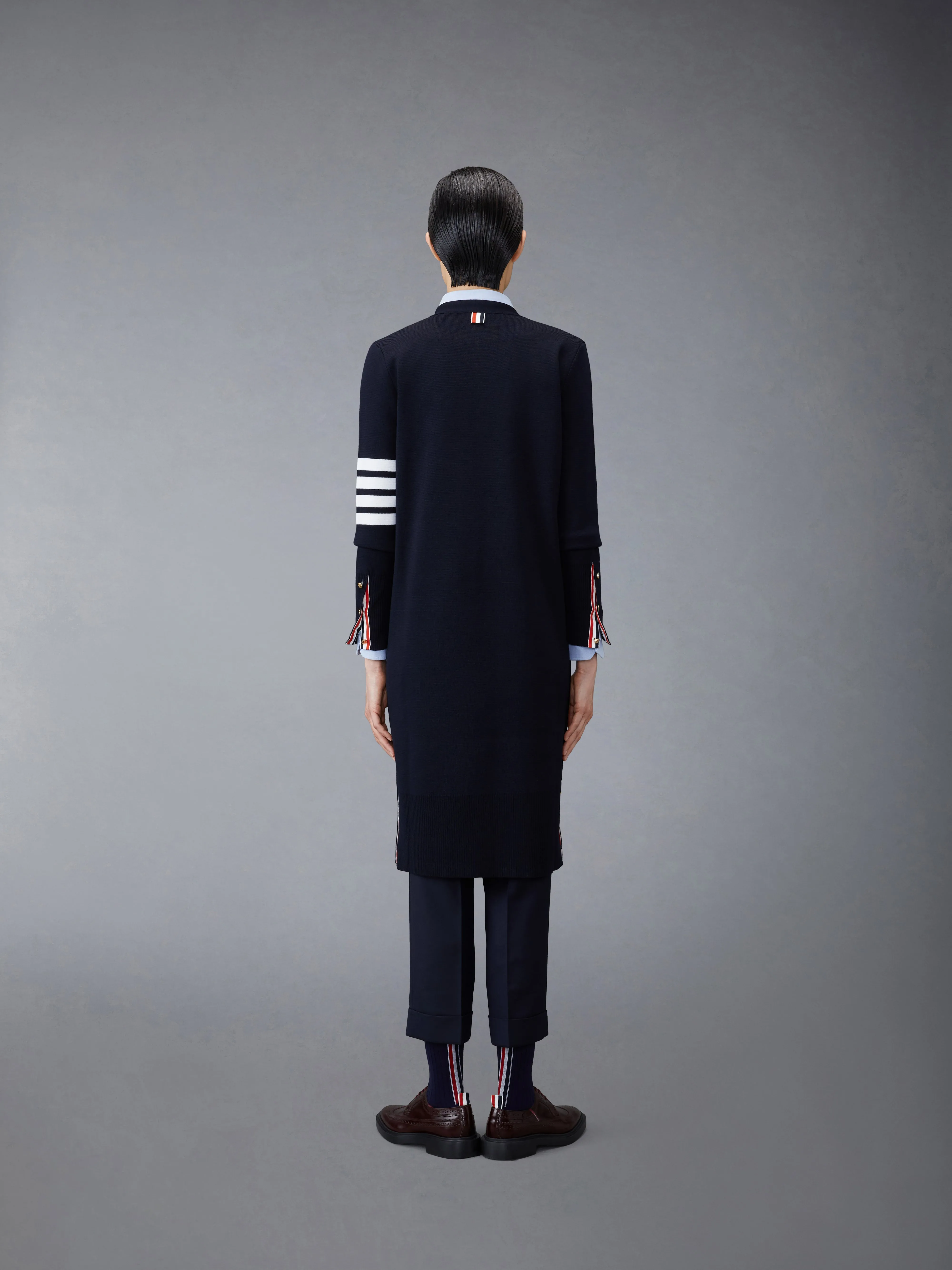 WOOL LONG V-NECK CARDIGAN sold by Thom Browne product image thumbnail 2