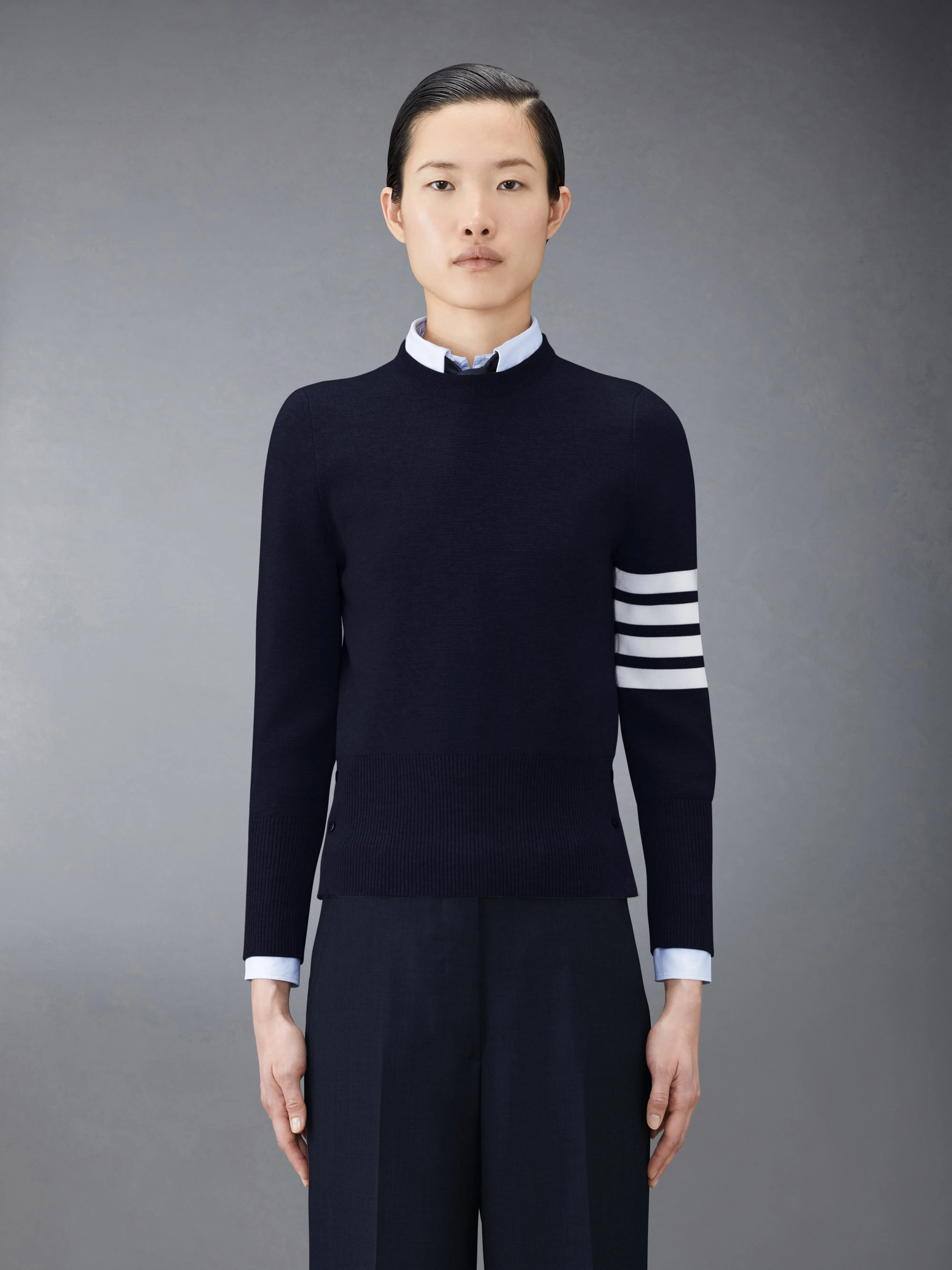 WOOL MILANO STITCH CLASSIC 4-BAR PULLOVER sold by Thom Browne