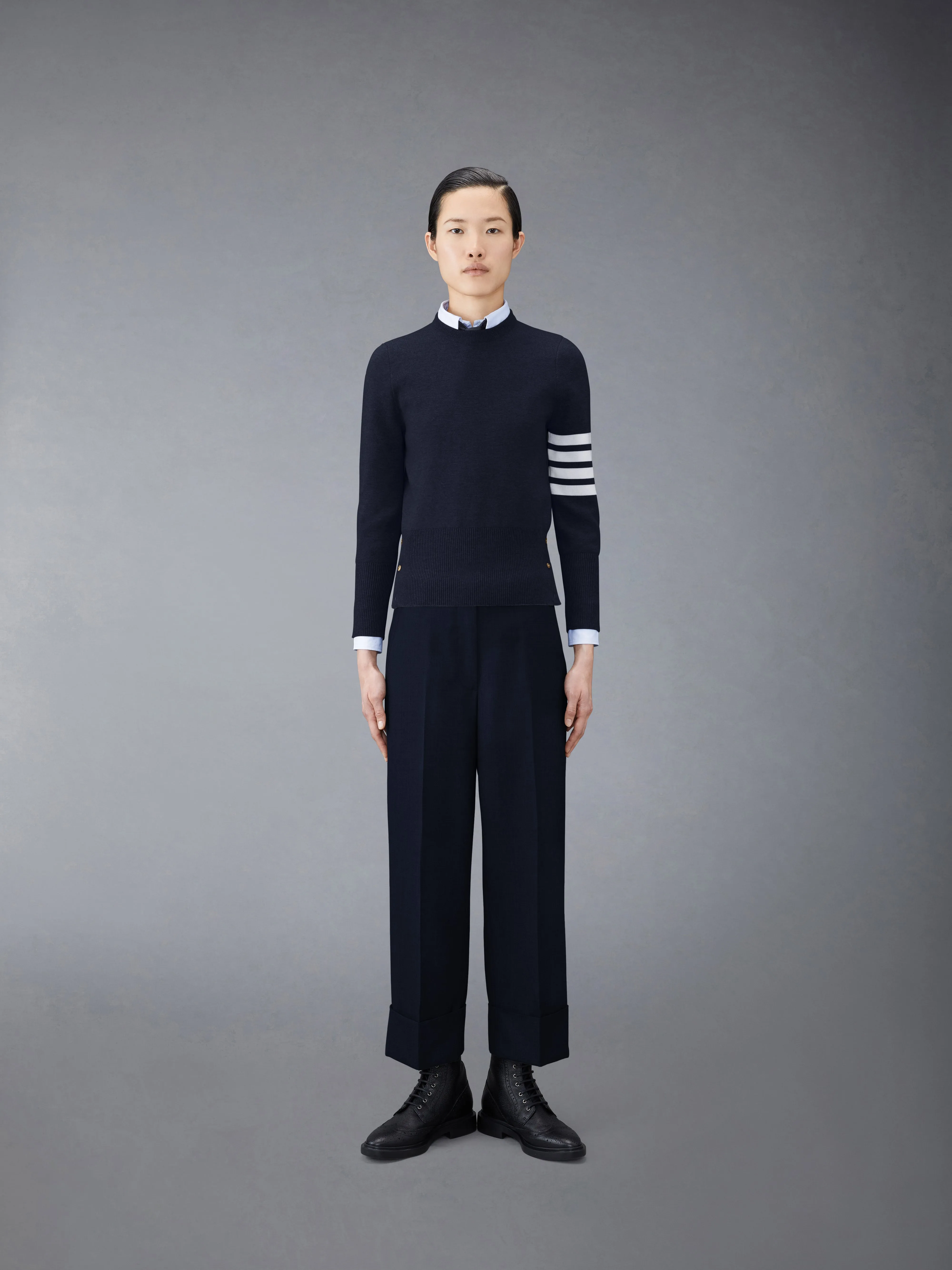 WOOL MILANO STITCH CLASSIC 4-BAR PULLOVER sold by Thom Browne product image thumbnail 3
