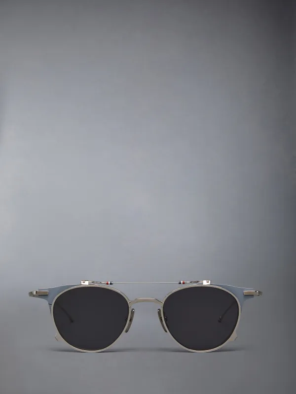 TITANIUM ROUND CLIP ON SUNGLASSES sold by Thom Browne