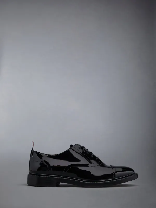 Soft Patent Raw Edge Goodyear Sole Cap Toe Oxford sold by Thom Browne