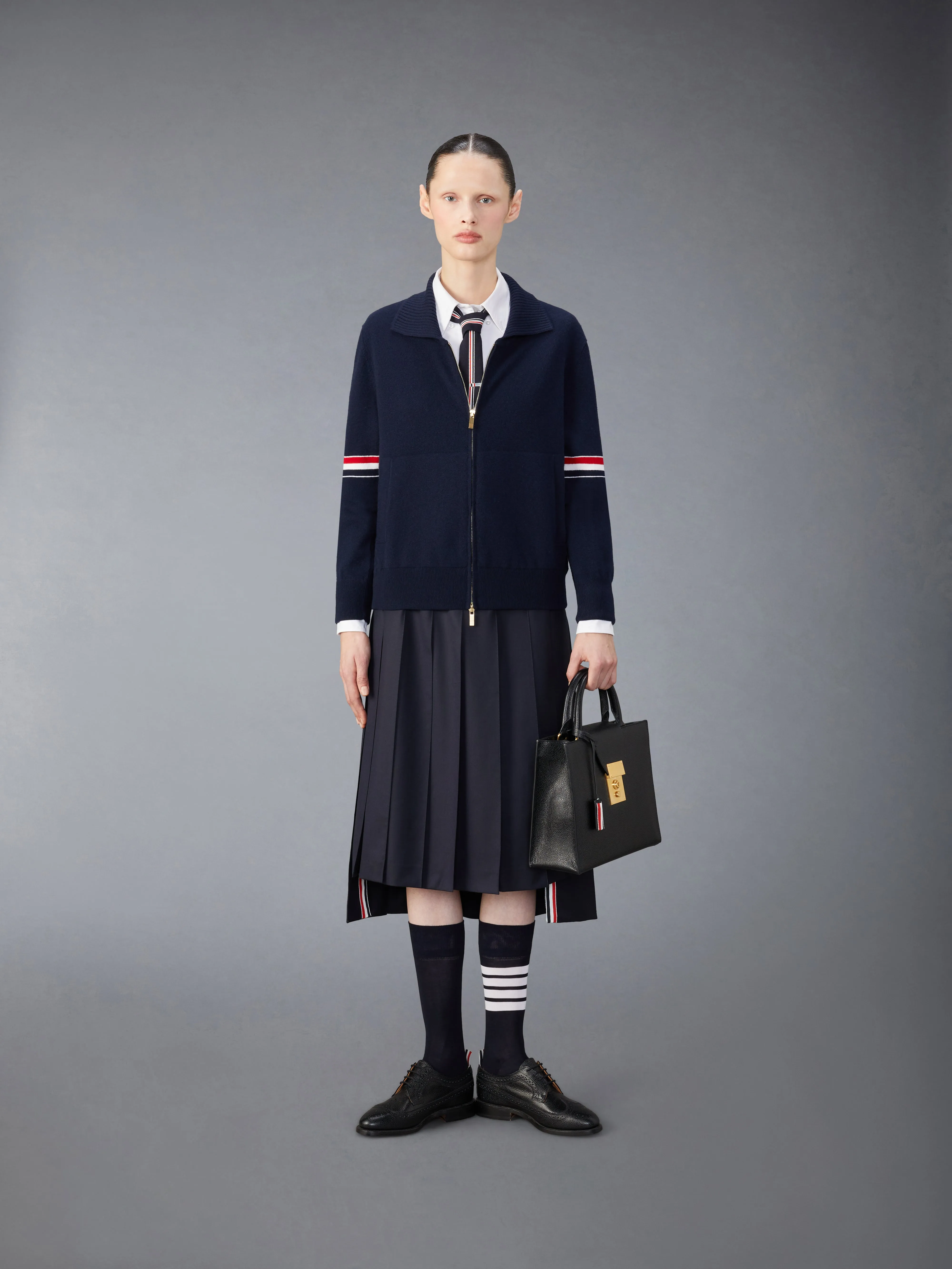 CASHMERE JACQUARD ARMBAND ZIP UP sold by Thom Browne product image thumbnail 3