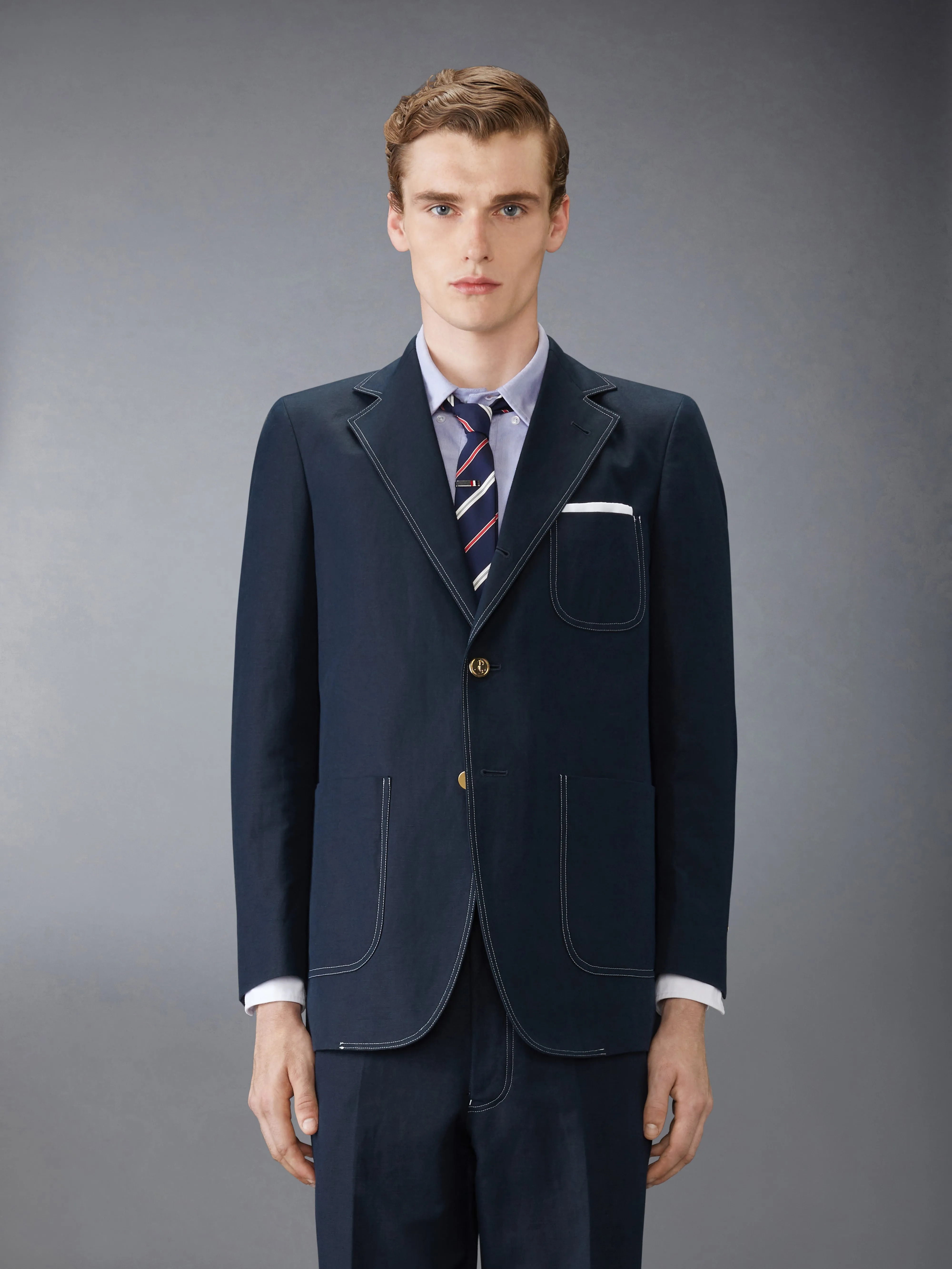 COTTON LINEN ELONGATED SPORT COAT sold by Thom Browne