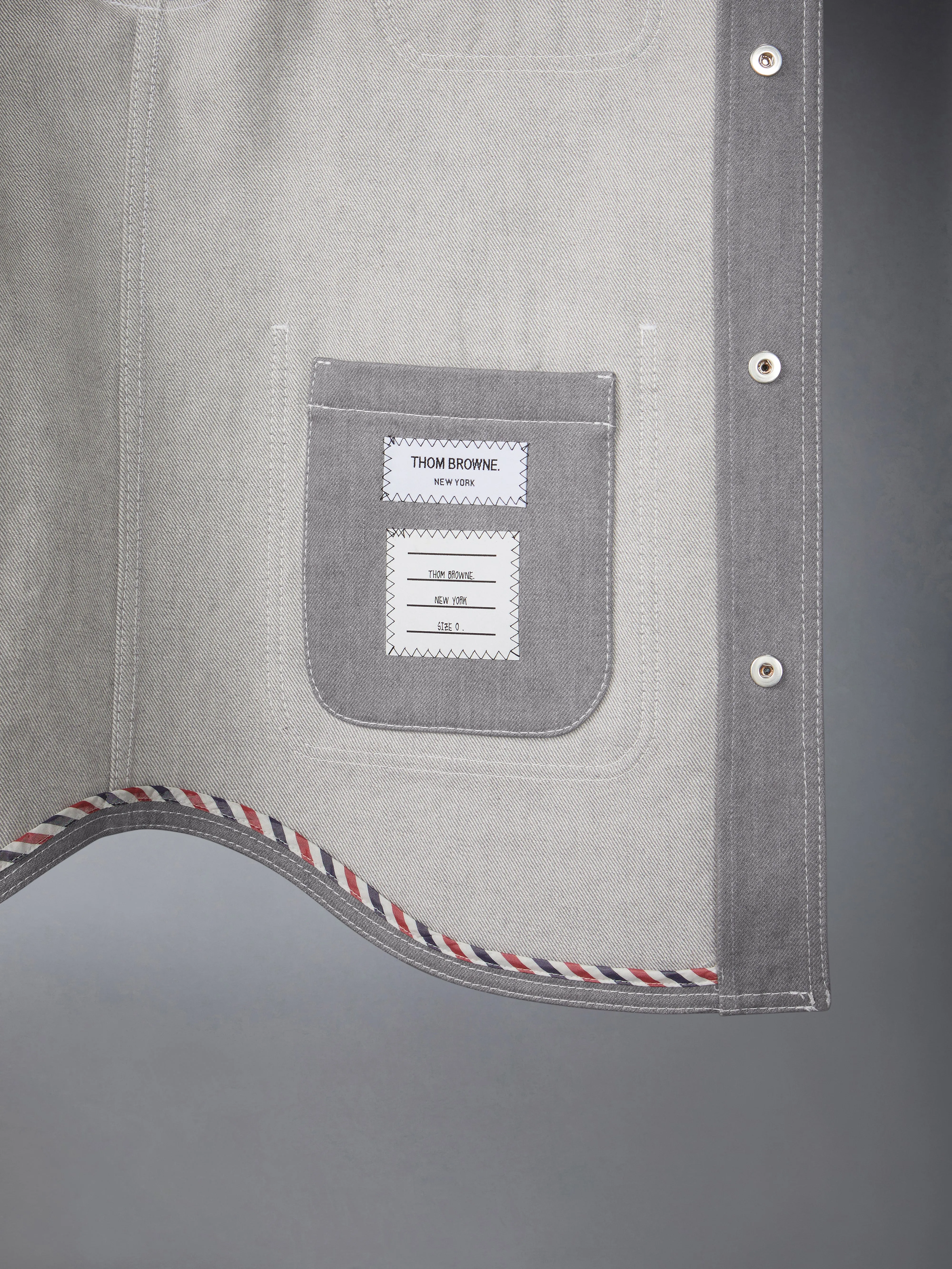 FUNMIX WASHED DENIM CONTRAST UTILITY JACKET sold by Thom Browne product image thumbnail 4
