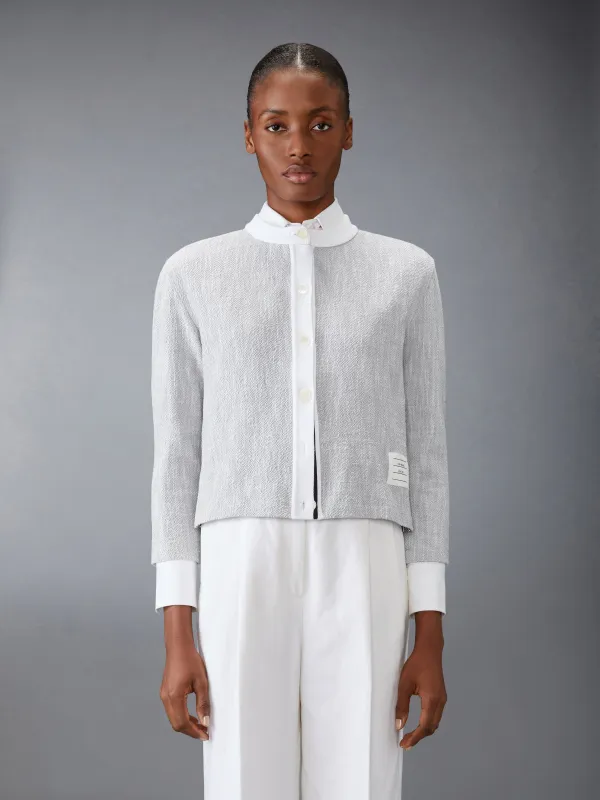 COTTON TWEED CREW NECK CARDIGAN sold by Thom Browne