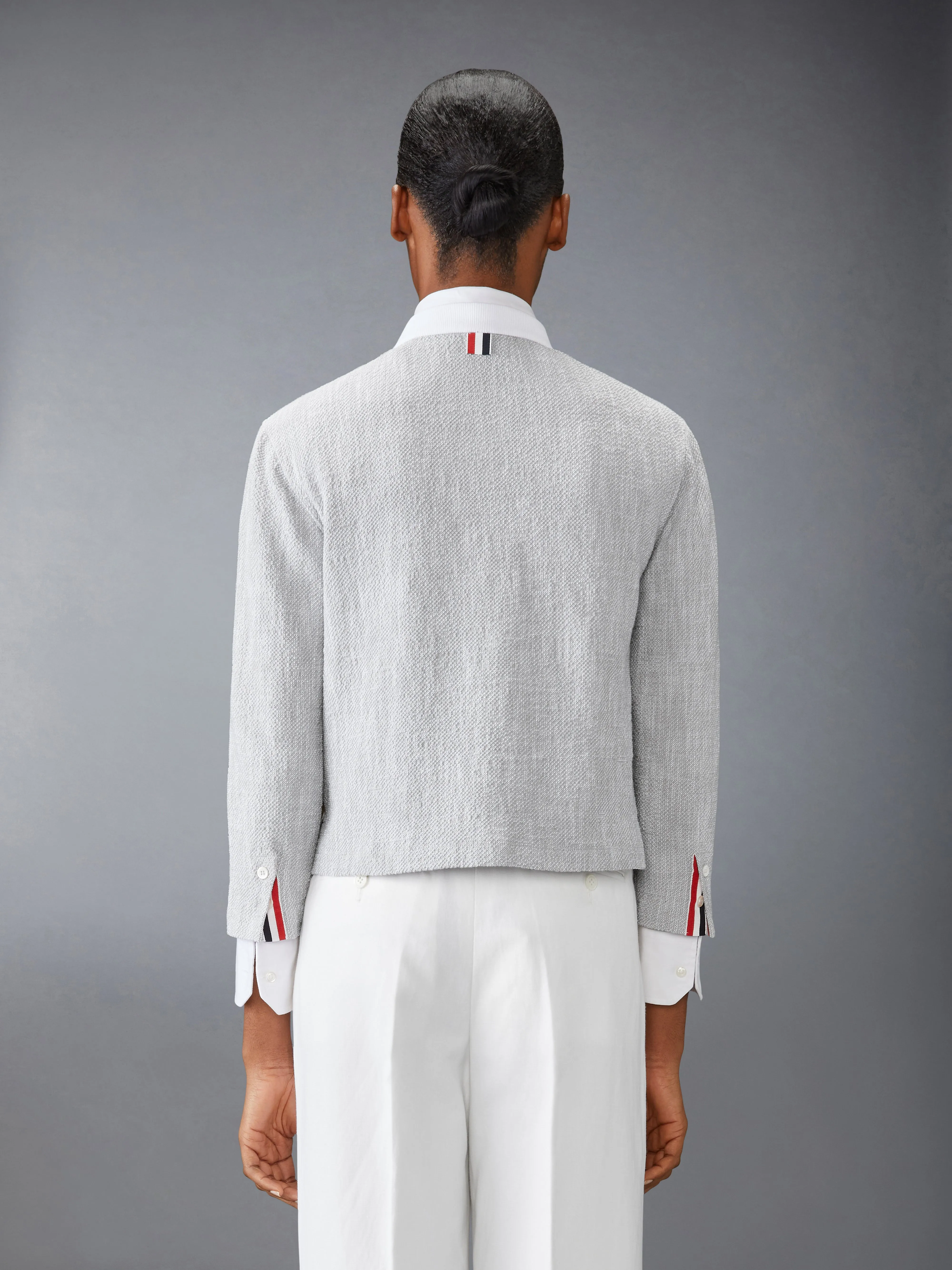 COTTON TWEED CREW NECK CARDIGAN sold by Thom Browne product image thumbnail 2