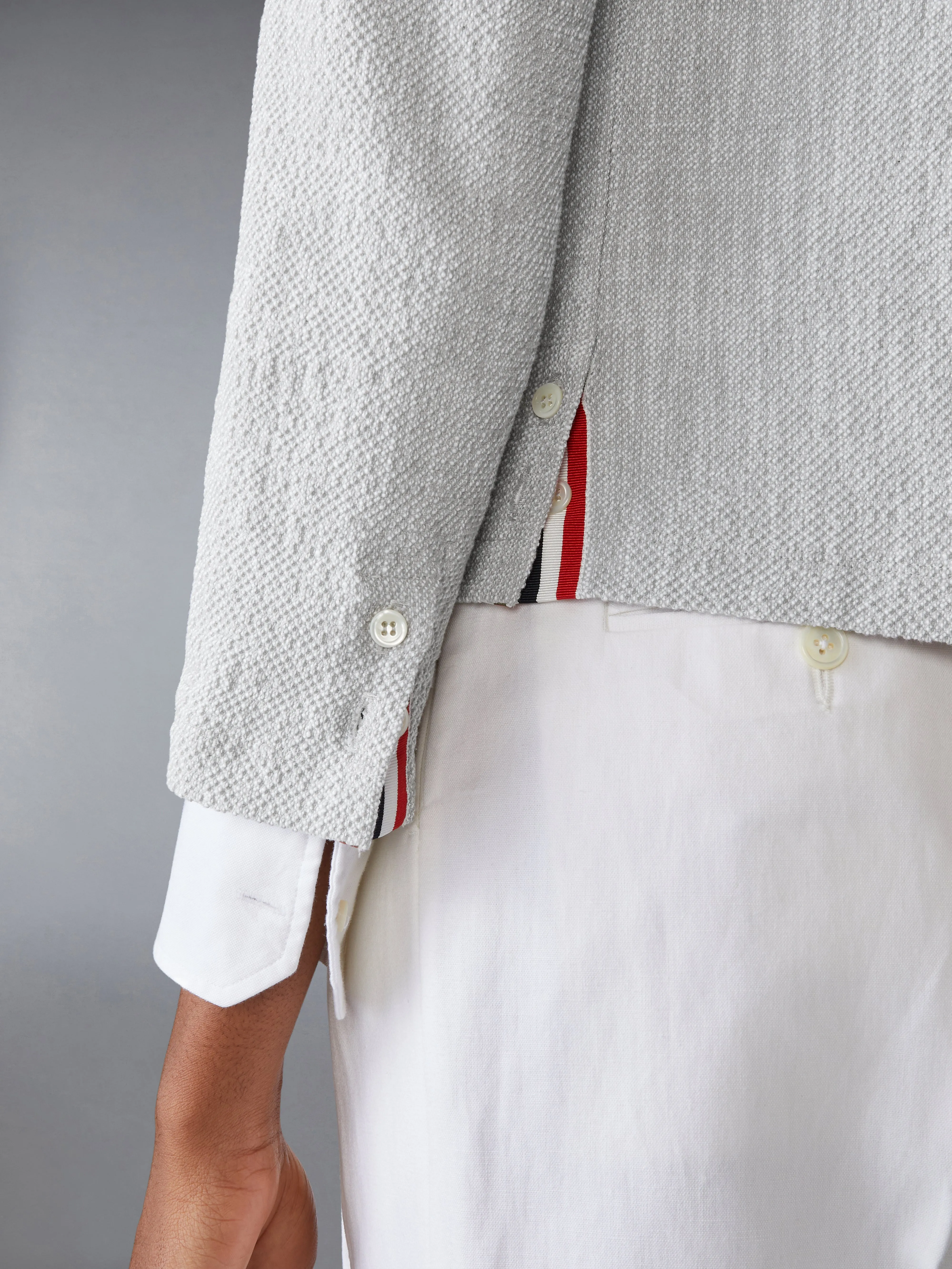 COTTON TWEED CREW NECK CARDIGAN sold by Thom Browne product image thumbnail 3