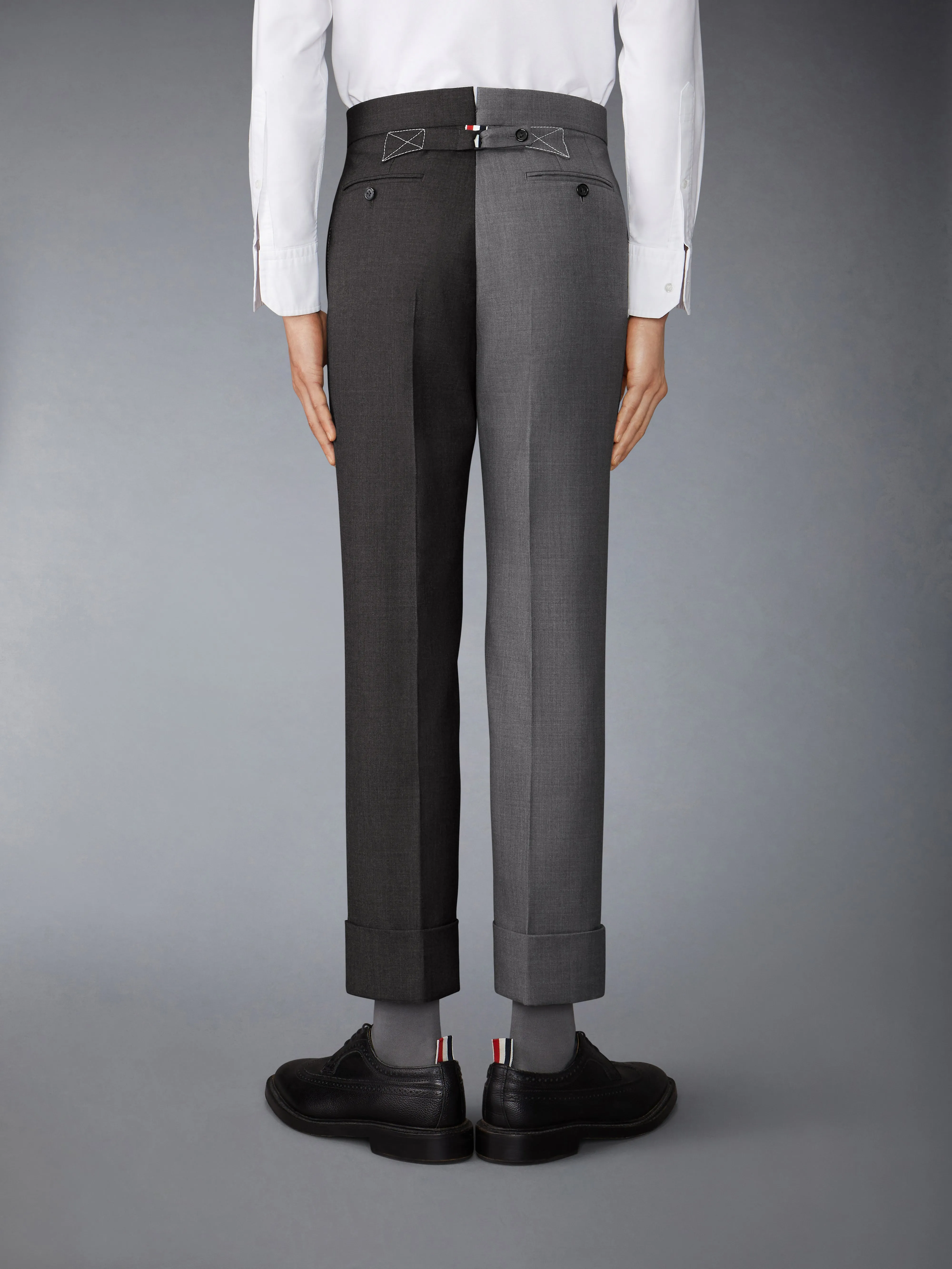 FUNMIX TWILL CONTRAST TOPSTITCHING CLASSIC BACK STRAP TROUSERS sold by Thom Browne product image thumbnail 2