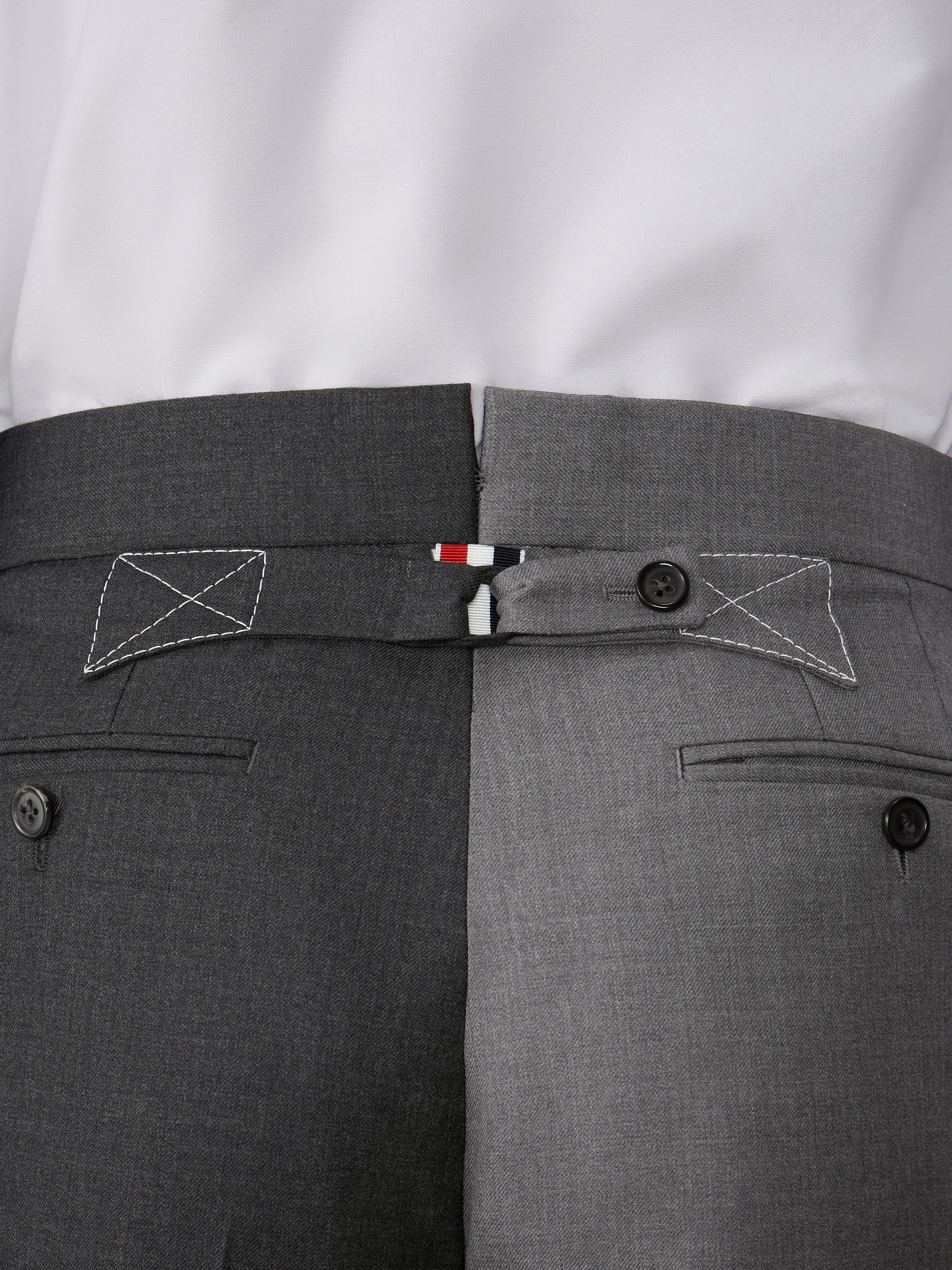 FUNMIX TWILL CONTRAST TOPSTITCHING CLASSIC BACK STRAP TROUSERS sold by Thom Browne product image thumbnail 4