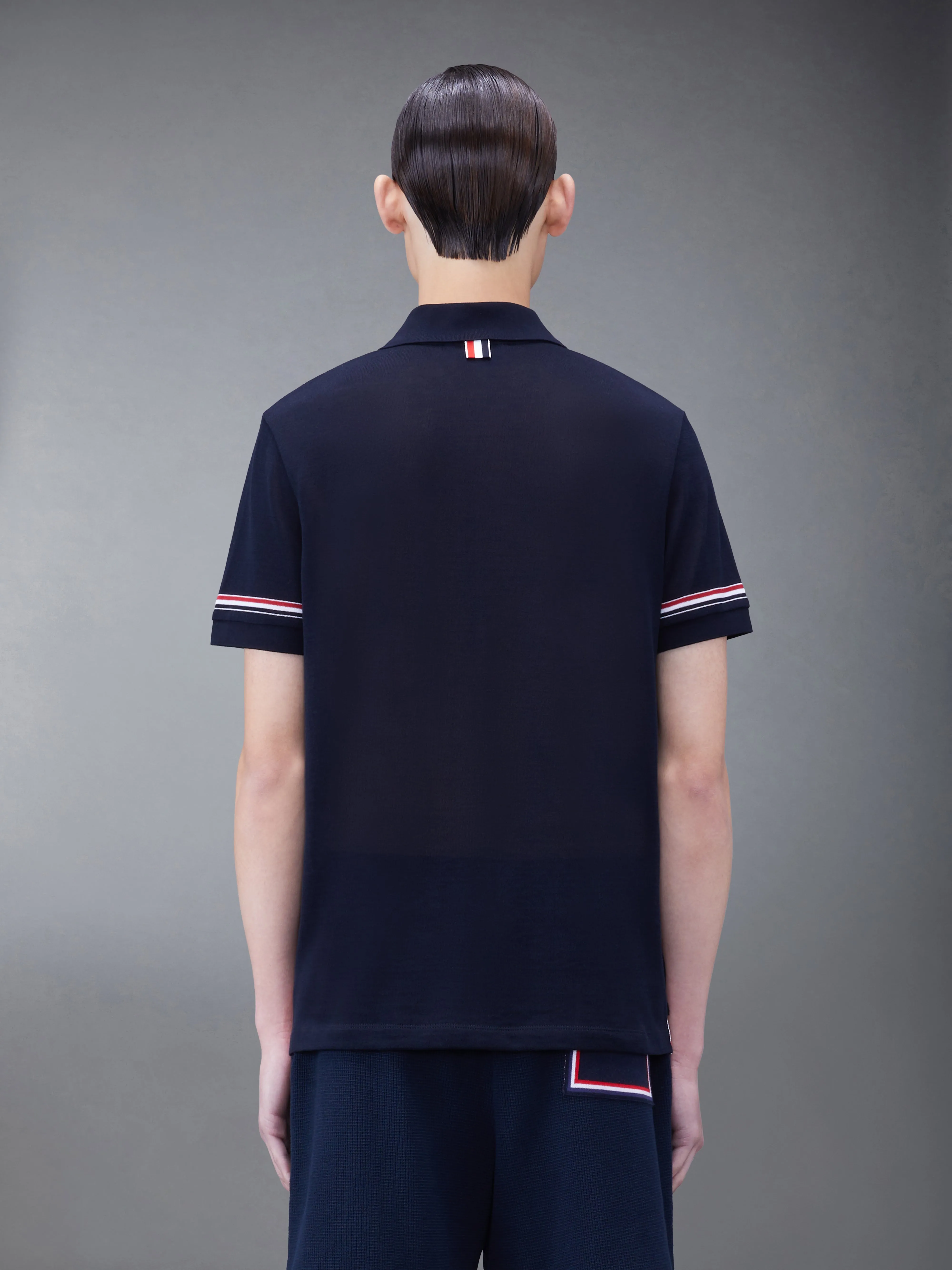 LIGHTWEIGHT COTTON SHORT SLEEVE POLO sold by Thom Browne product image thumbnail 2