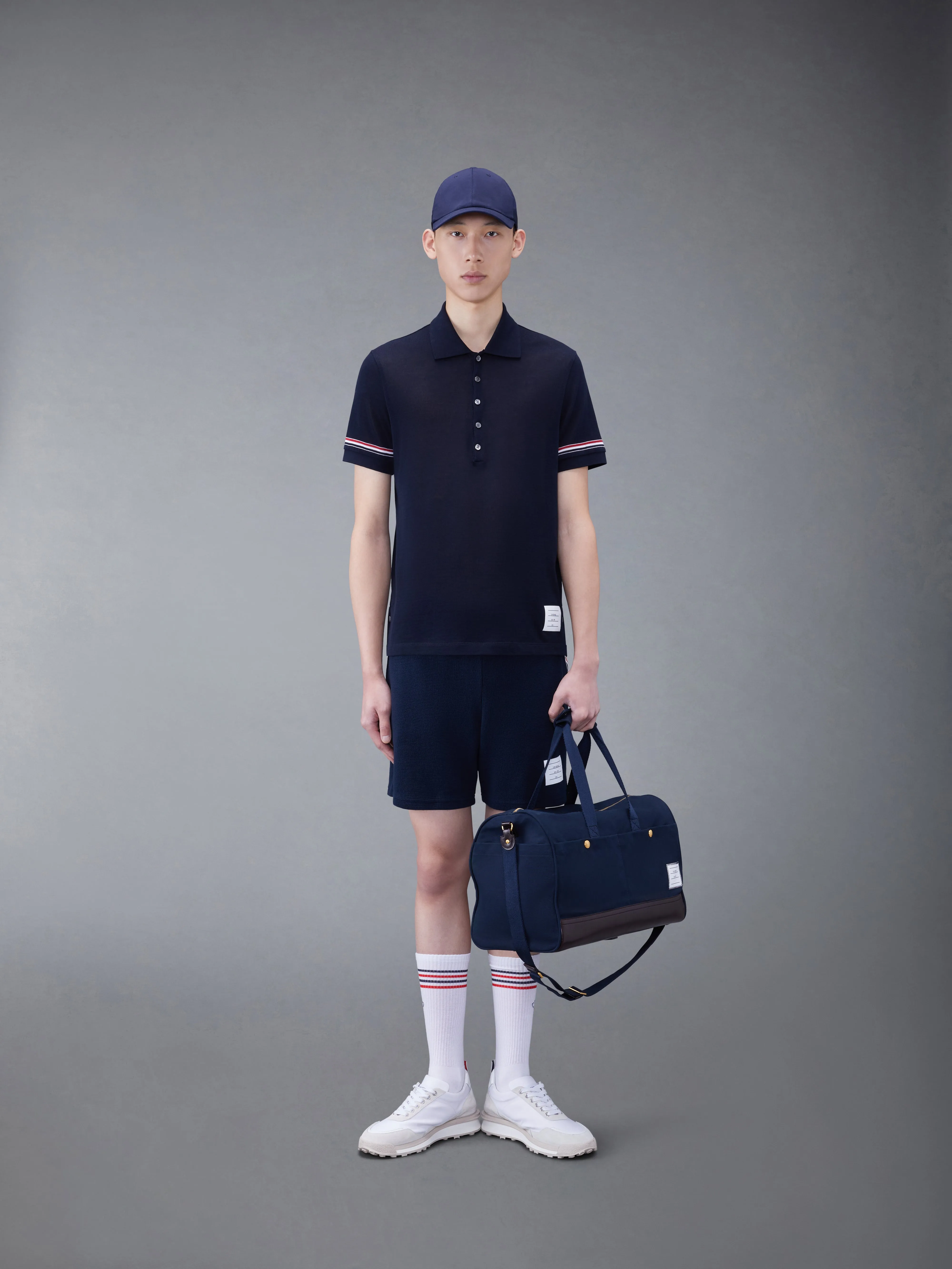 LIGHTWEIGHT COTTON SHORT SLEEVE POLO sold by Thom Browne product image thumbnail 3