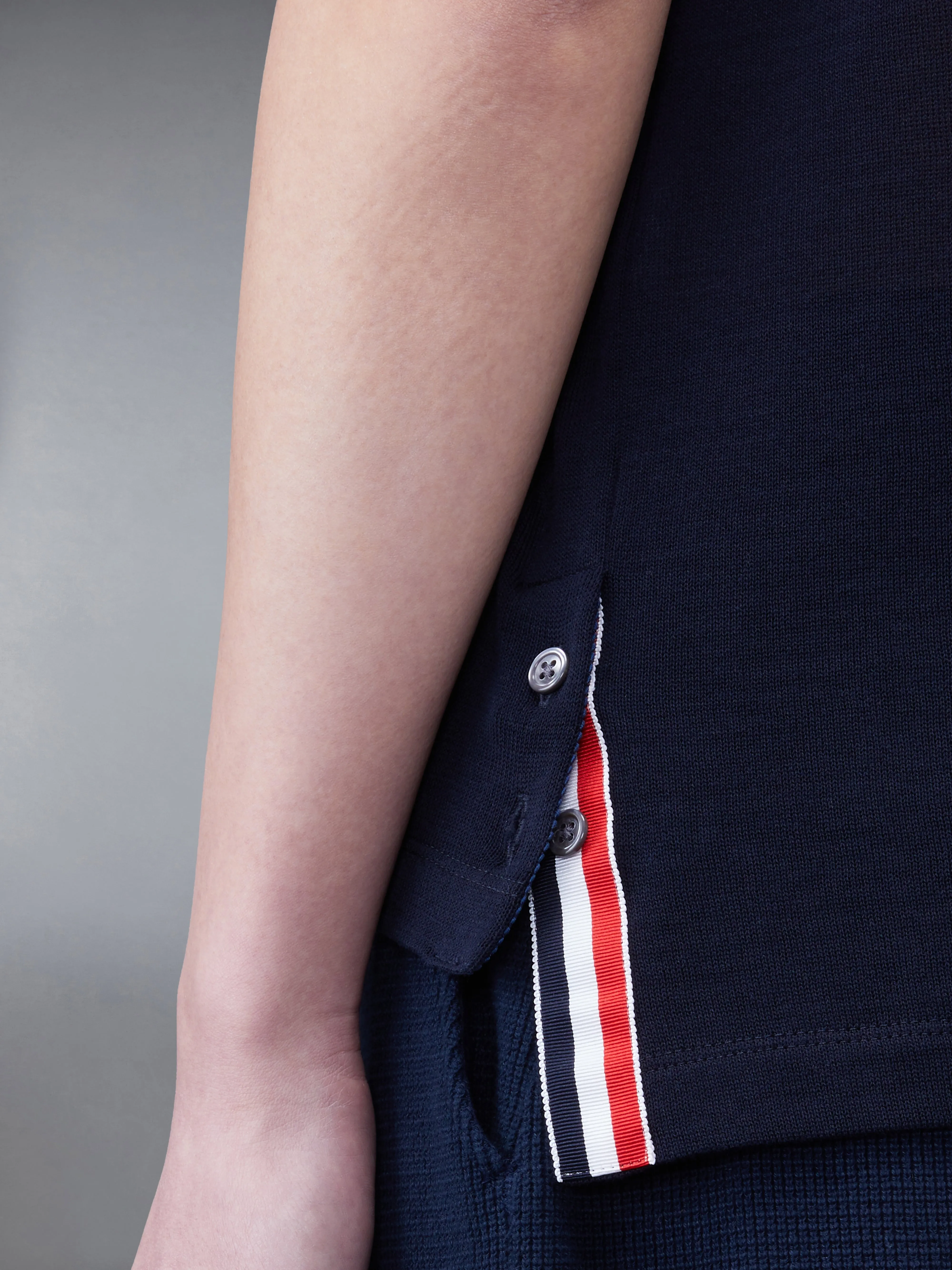 LIGHTWEIGHT COTTON SHORT SLEEVE POLO sold by Thom Browne product image thumbnail 5