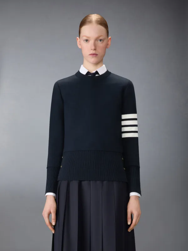 COTTON CREPE MILANO STITCH 4-BAR CLASSIC CREW NECK PULLOVER made by Thom Browne