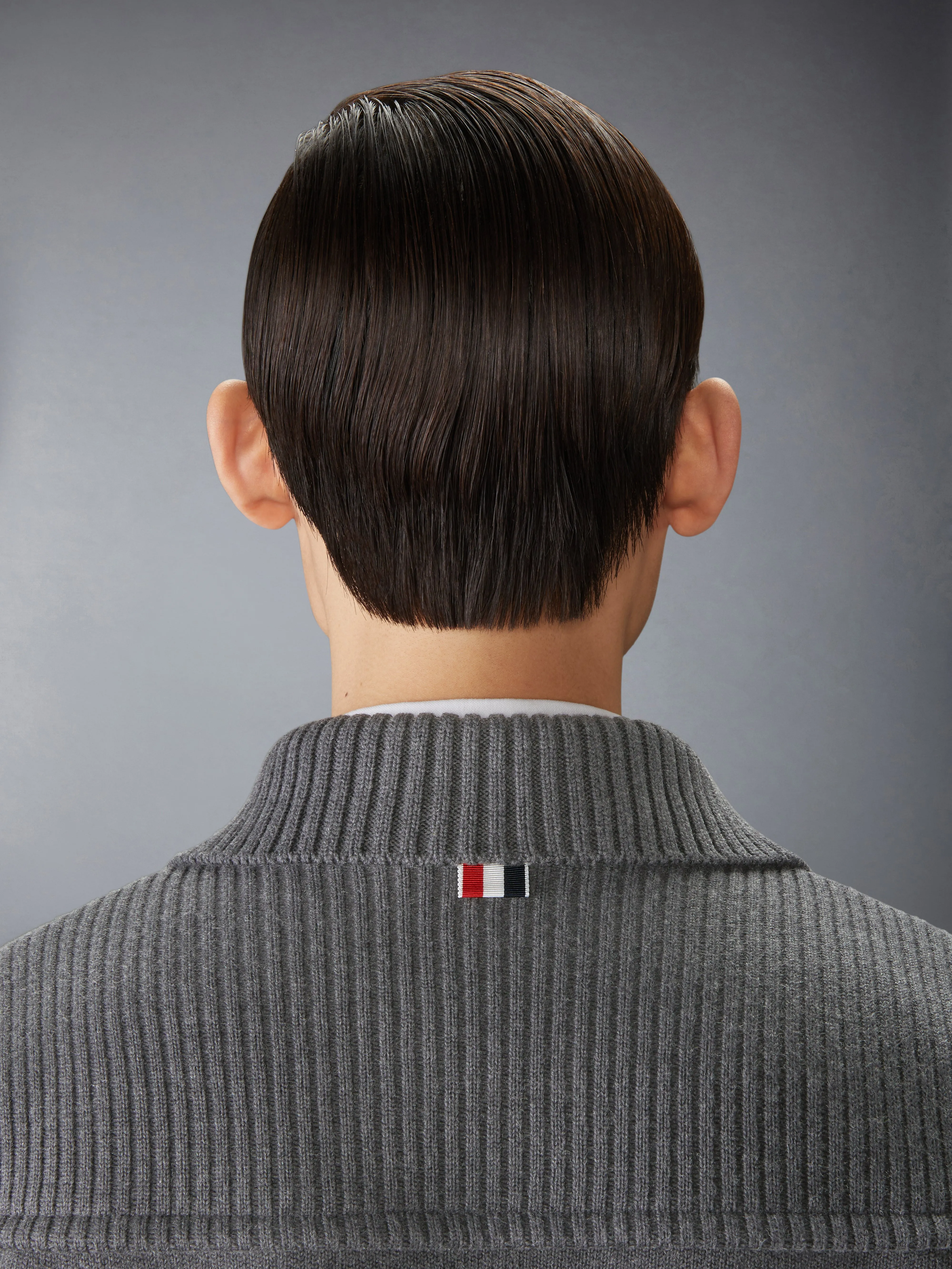 COTTON CASHMERE INTERLOCK 4-BAR POLO COLLAR JACKET sold by Thom Browne product image thumbnail 4