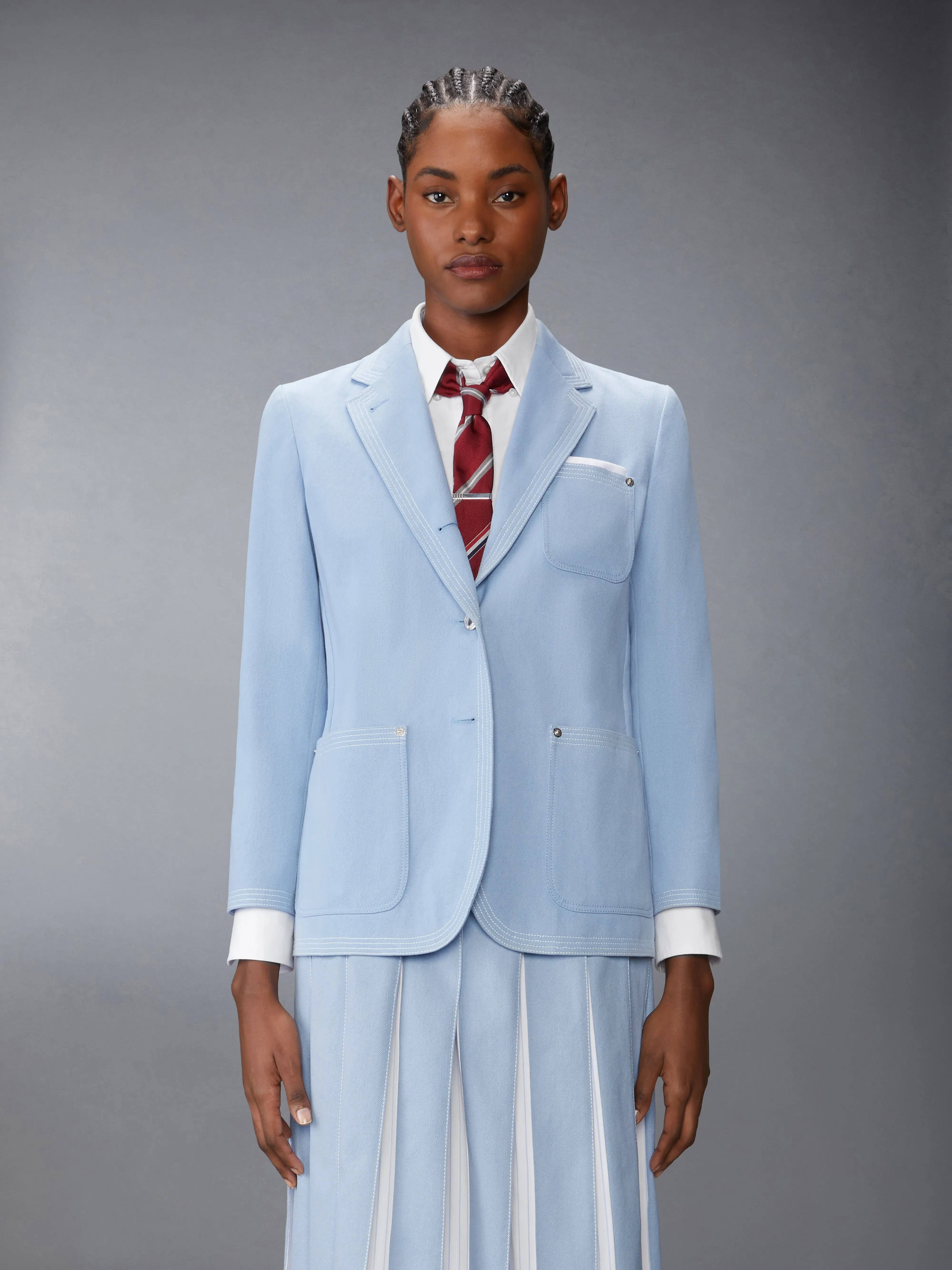 UNCONSTRUCTURED DENIM SACK SPORTCOAT sold by Thom Browne