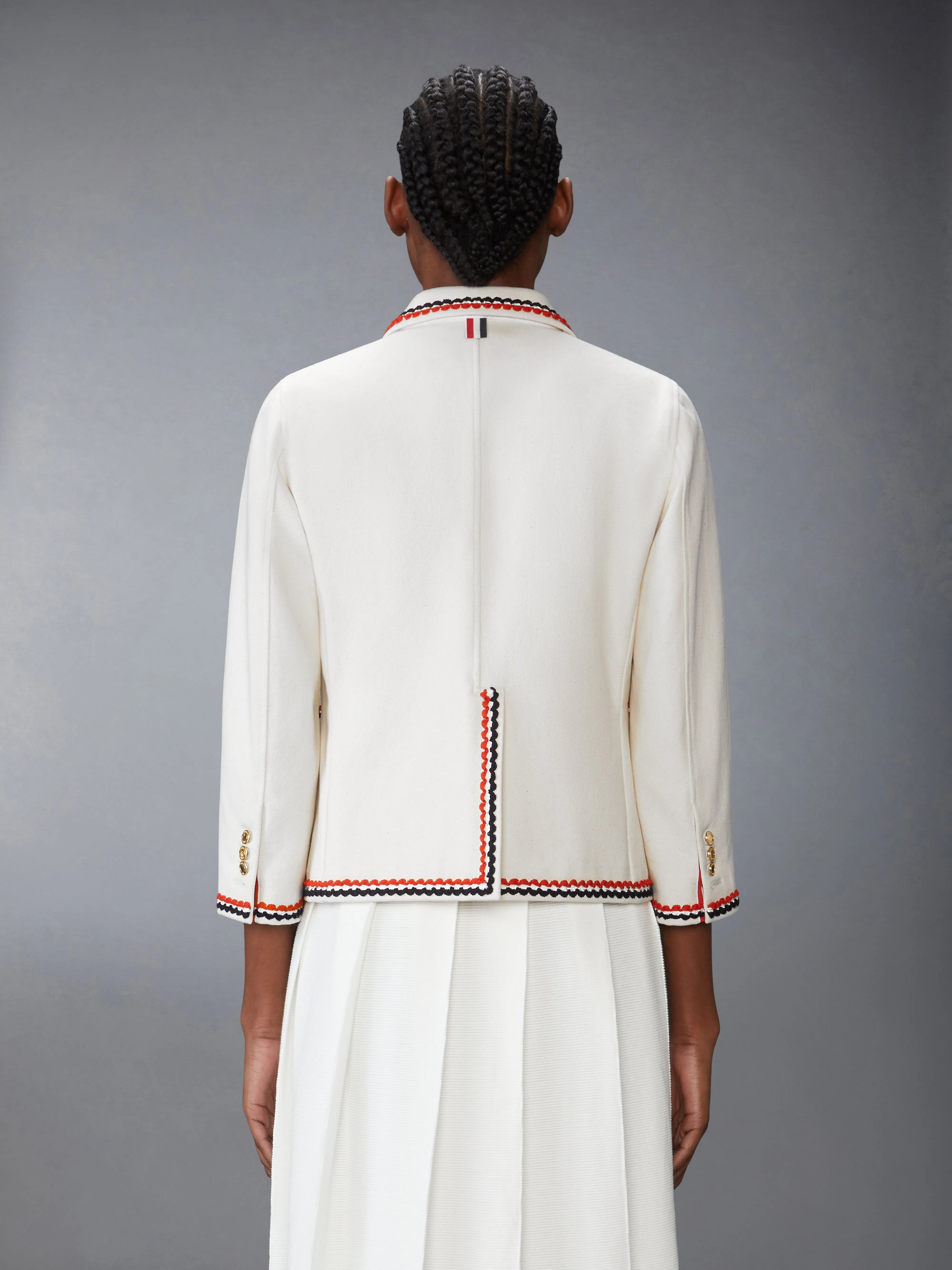 SELVEDGE DENIM CROPPED SACK SPORTCOAT sold by Thom Browne product image thumbnail 2