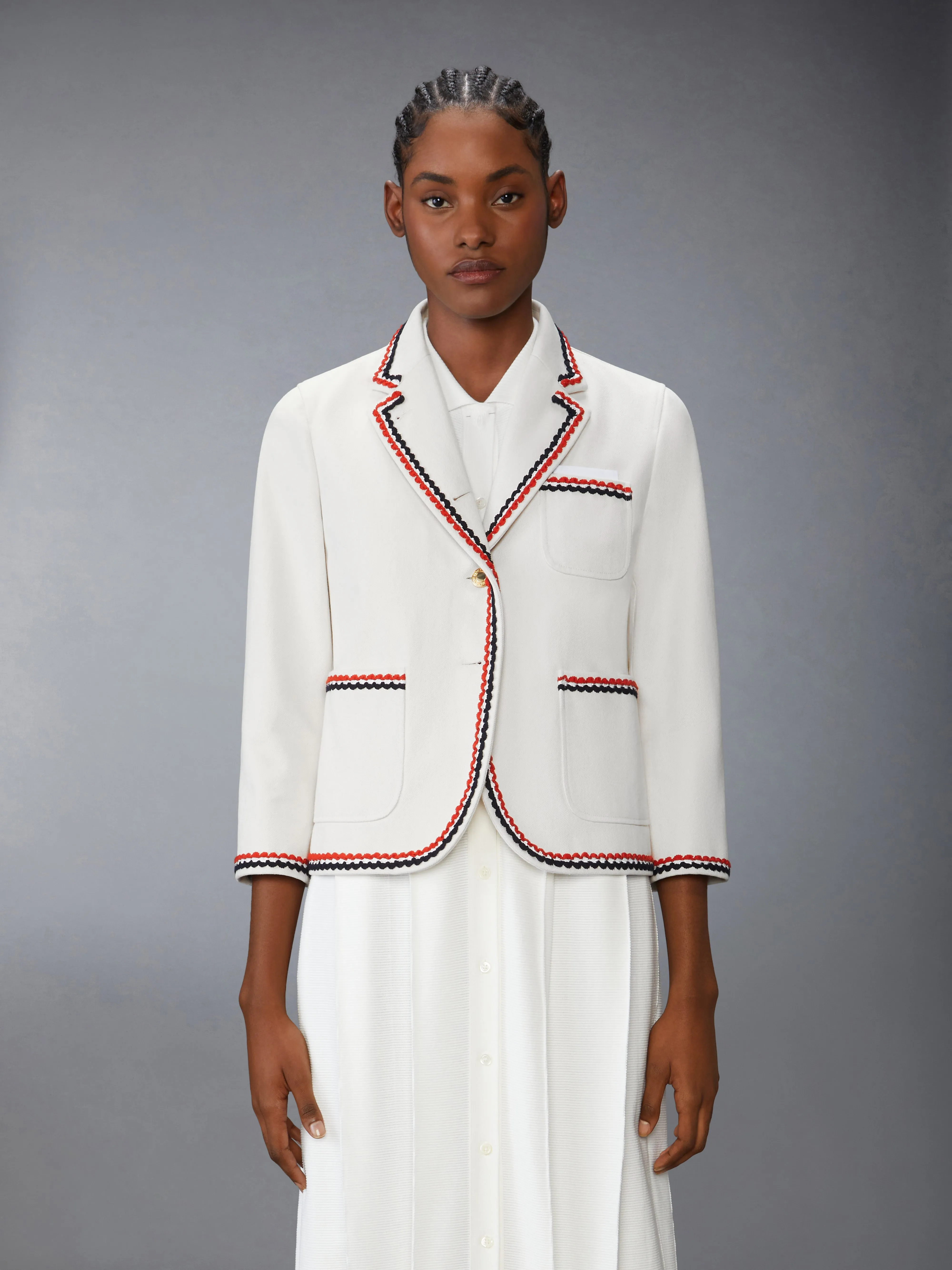 SELVEDGE DENIM CROPPED SACK SPORTCOAT sold by Thom Browne