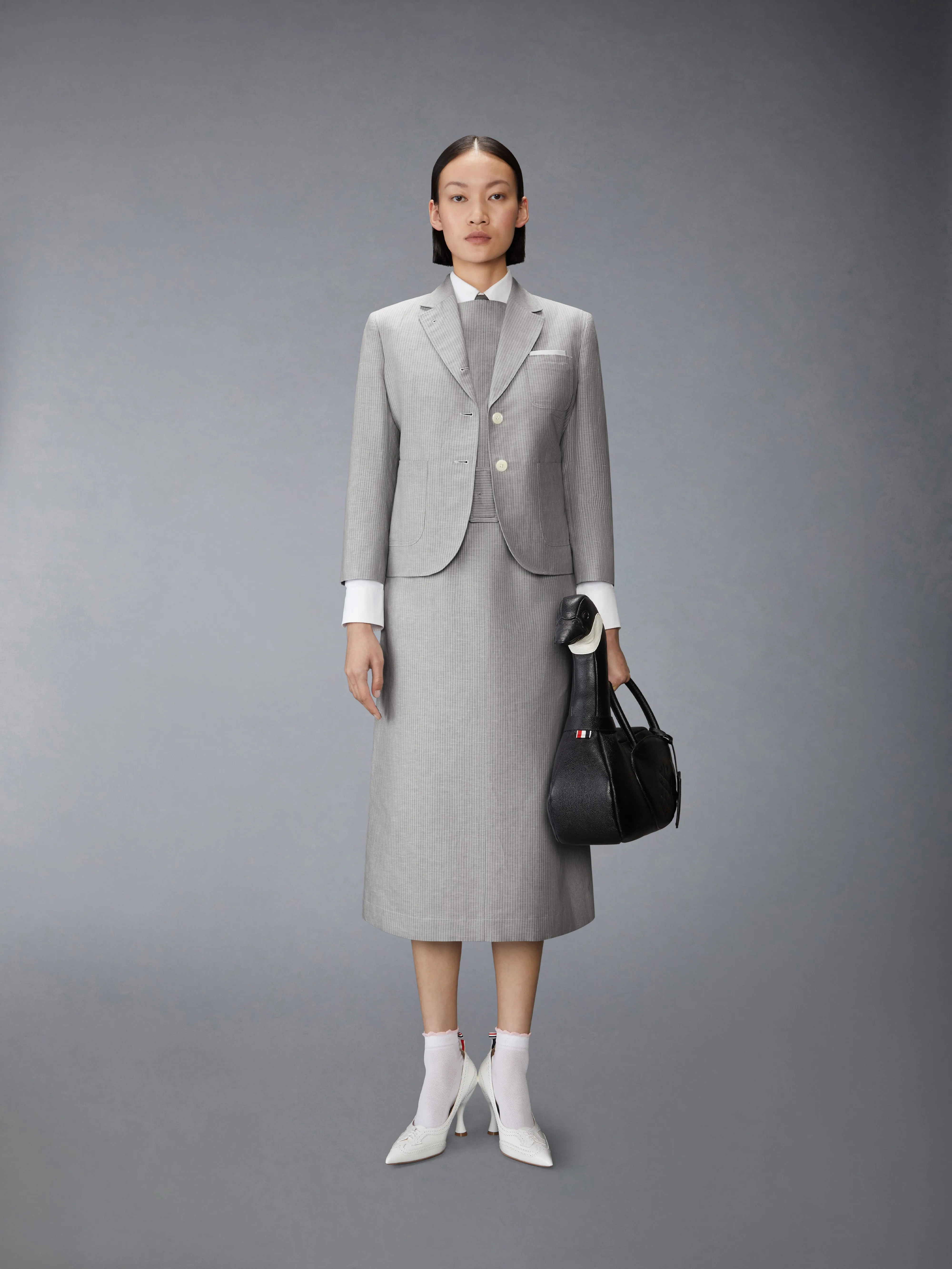 TONAL UNIVERSITY STRIPE BOAT NECK DRESS sold by Thom Browne product image thumbnail 4