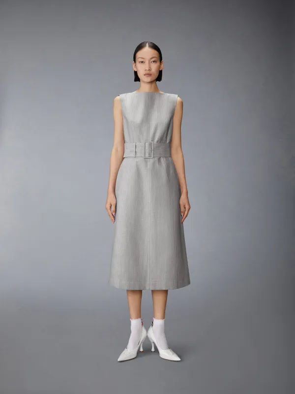 TONAL UNIVERSITY STRIPE BOAT NECK DRESS sold by Thom Browne