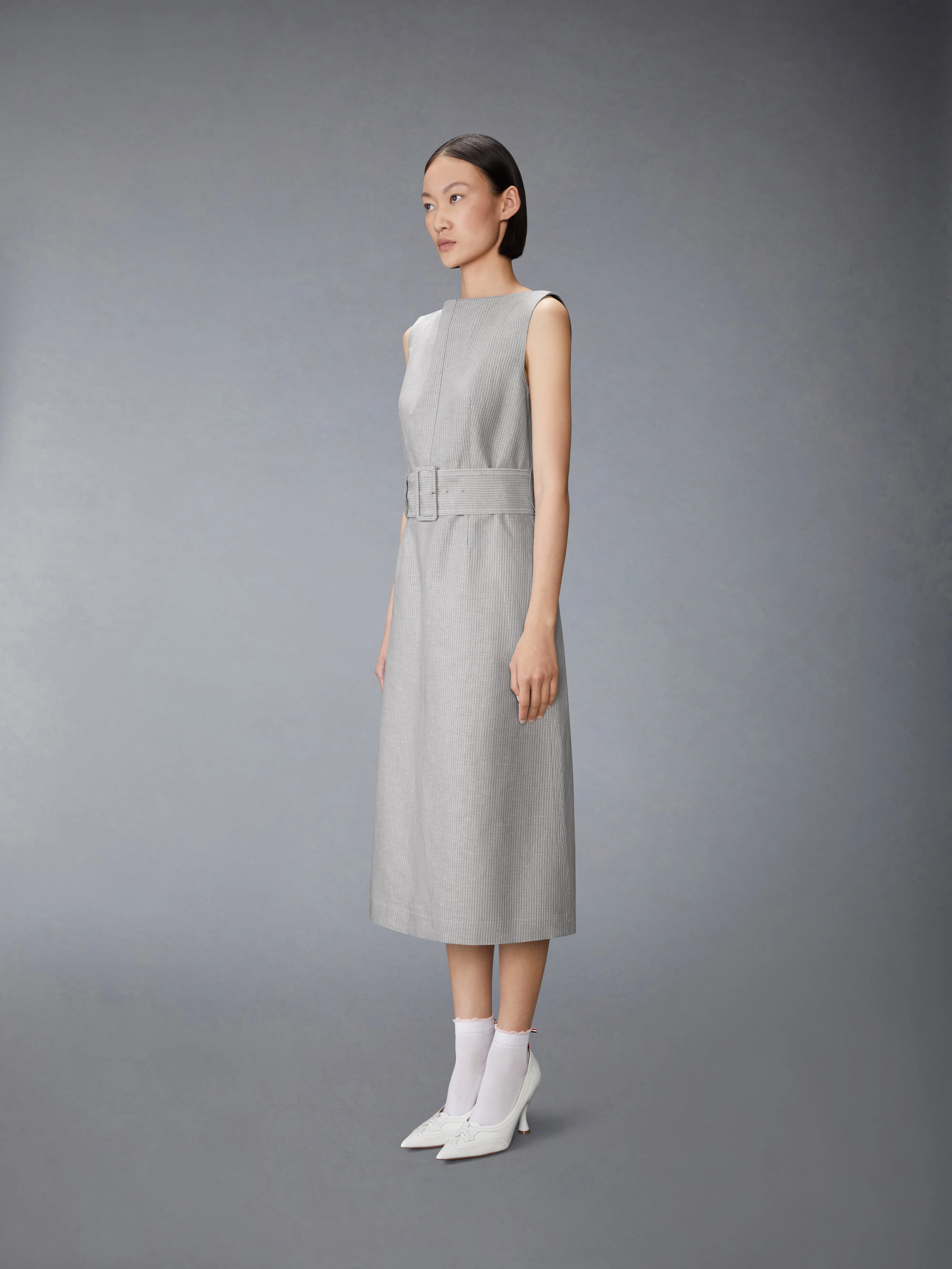 TONAL UNIVERSITY STRIPE BOAT NECK DRESS sold by Thom Browne product image thumbnail 2