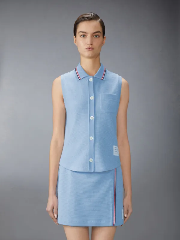 COTTON WAFFLE SLEEVELESS BUTTON SHIRT sold by Thom Browne