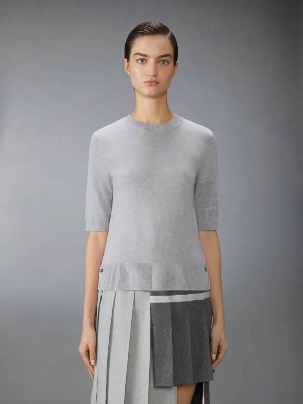 JERSEY STITCH POINTELLE 4-BAR TEE made by Thom Browne