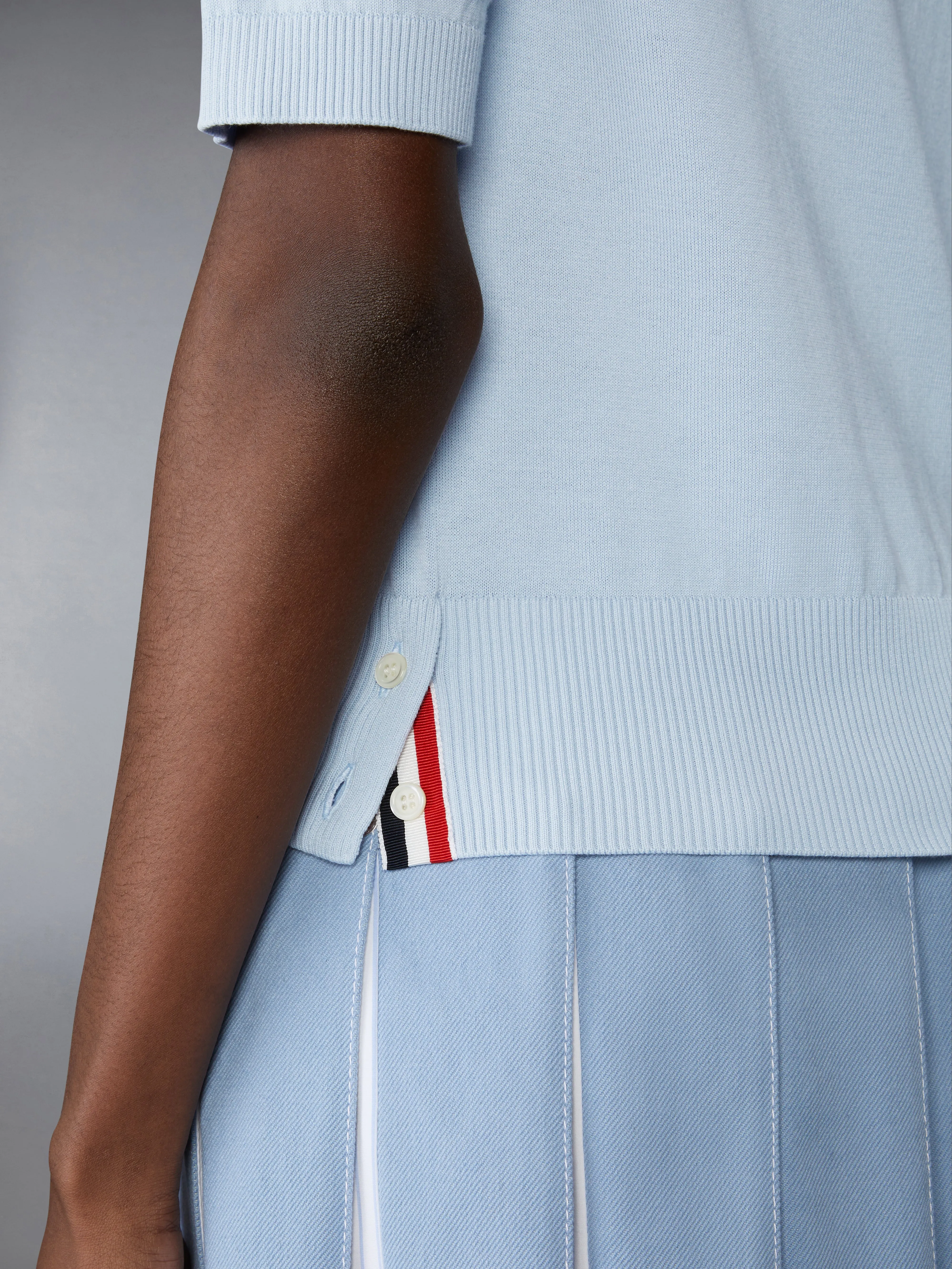 JERSEY STITCH POINTELLE 4-BAR TEE sold by Thom Browne product image thumbnail 4