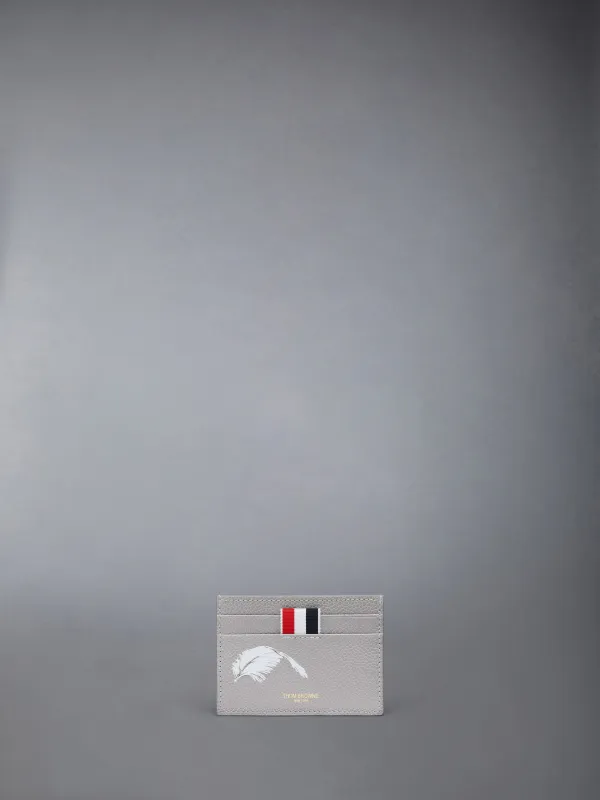 FEATHER PRINT PEBBLE GRAIN SINGLE CARD HOLDER sold by Thom Browne