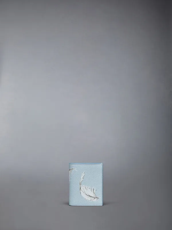 FEATHER PRINT PEBBLE GRAIN DOUBLE CARD HOLDER sold by Thom Browne