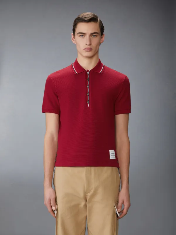 COTTON WAFFLE RIB CUFF POLO sold by Thom Browne